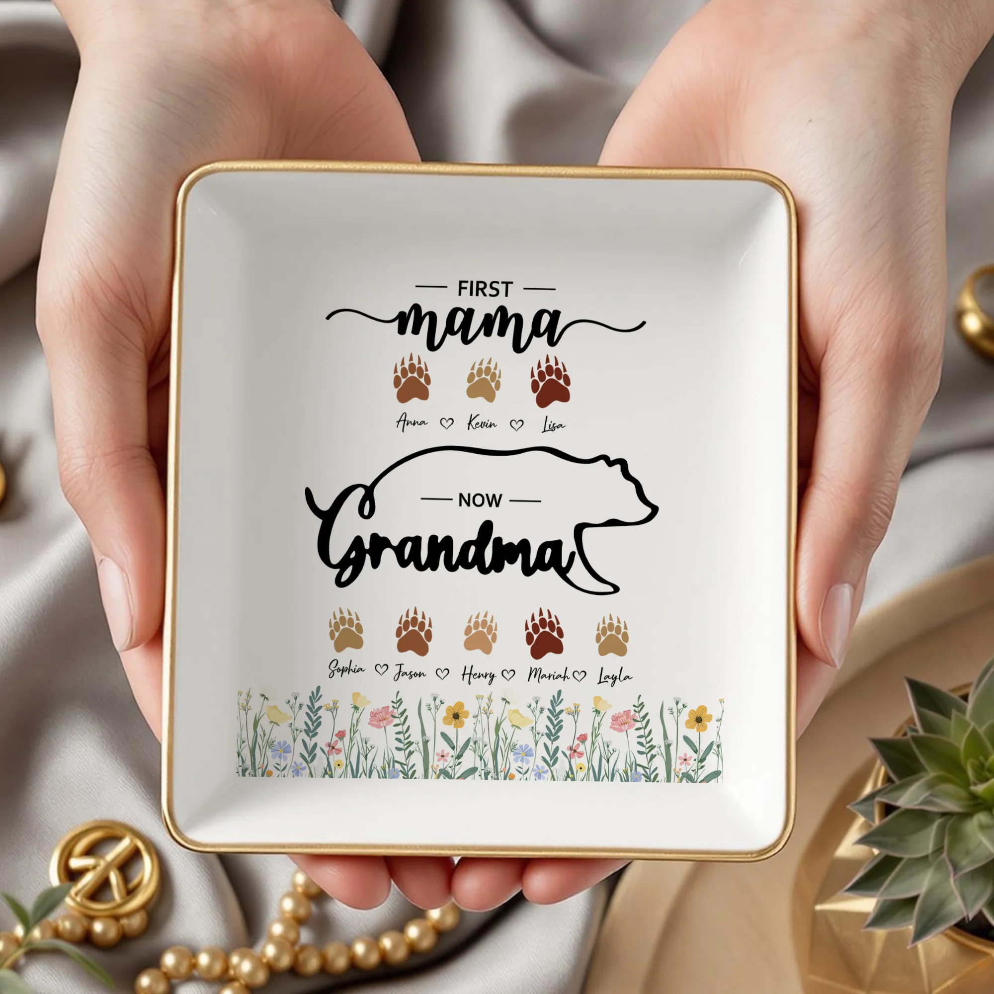 Mama Bear Personalized First Mom Now Grandma Jewelry Dish Gift For Mom, Grandma CH07 895284 - Image 5