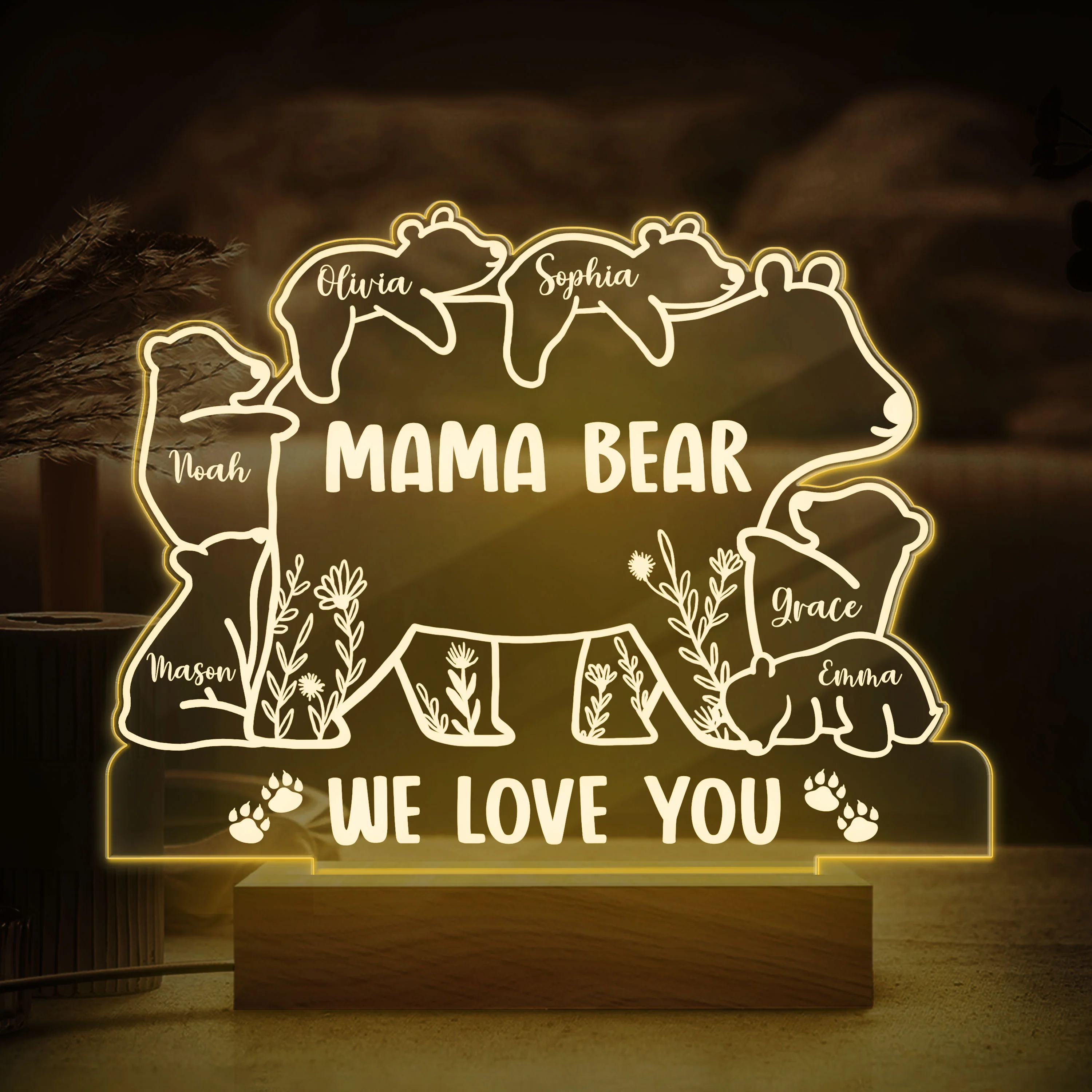 Mama Bear We Love You Personalized LED Night Light Gift For Mom Grandma CH07 895310 - Image 2