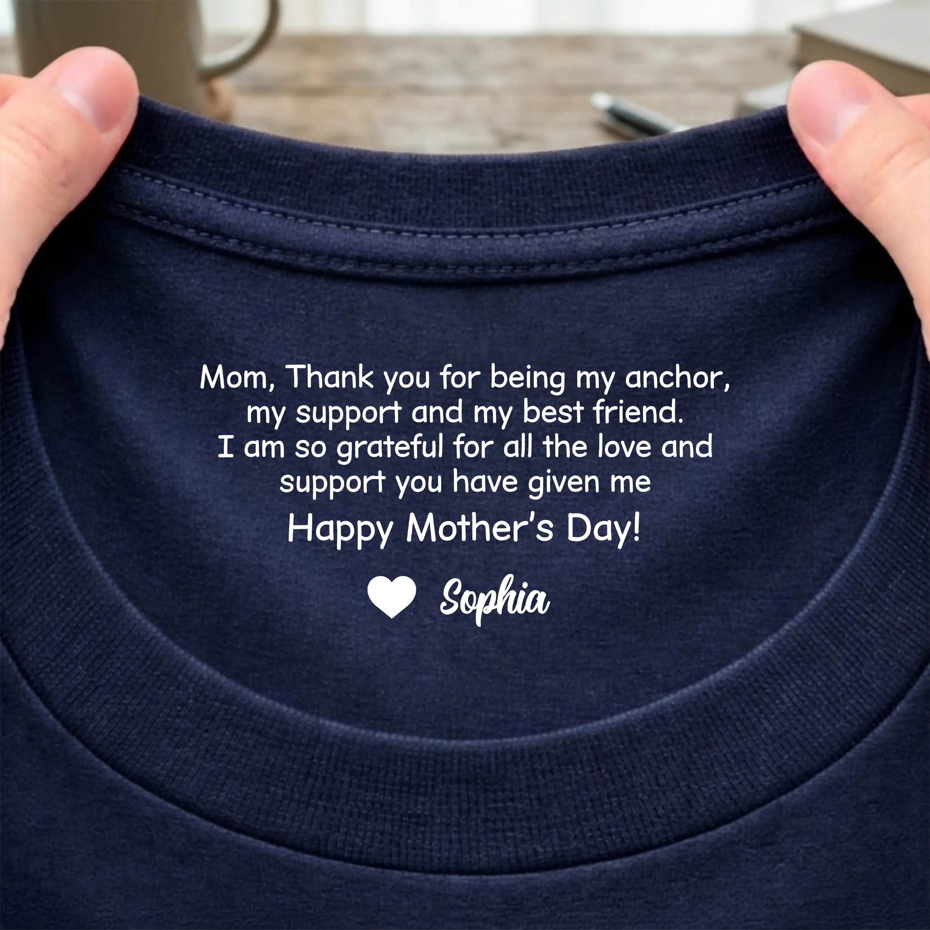 Mom, Thank You For Being My Best Friend Neck Print Tee Personalized Mother’s Day Quote Shirt CH07 910942 - Image 3
