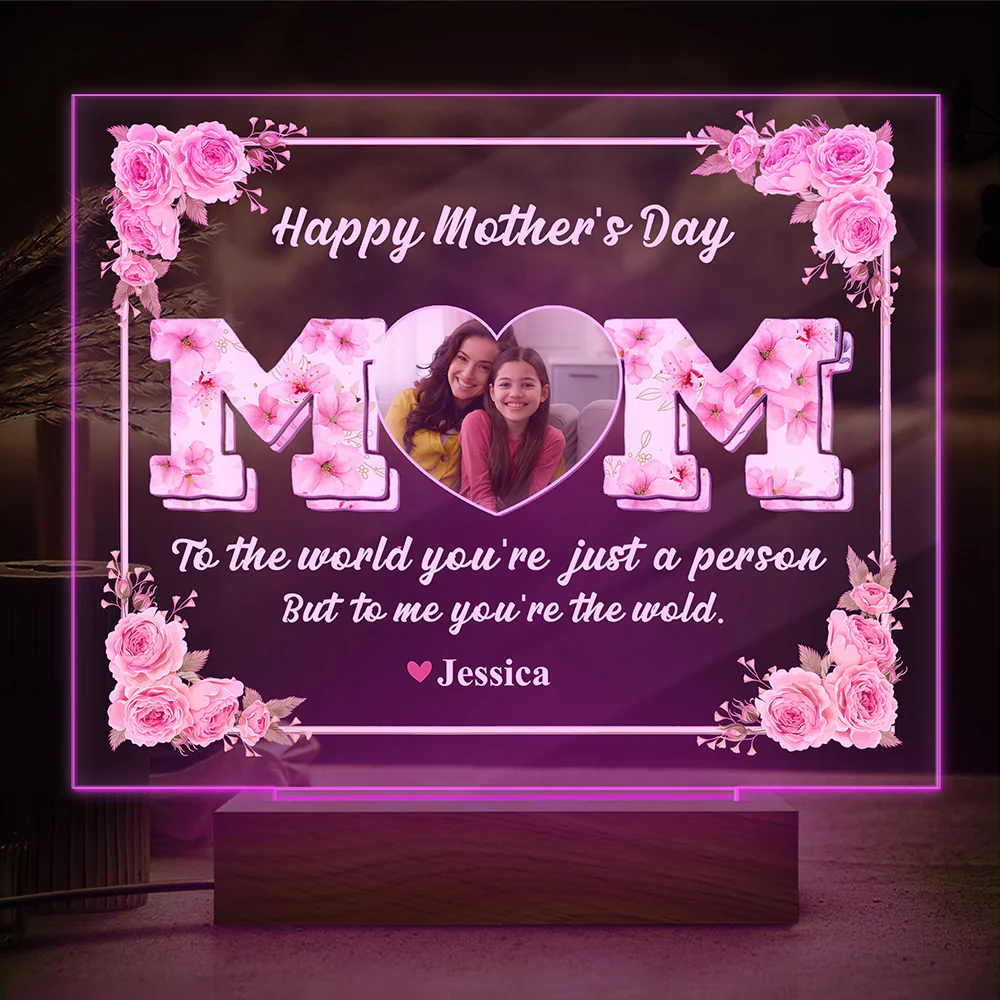 Mom, To Me You're The Wold Custom Photo Acrylic Plaque LED Night Light Mothers Day Gift For Mom CH07 895276 - Image 14