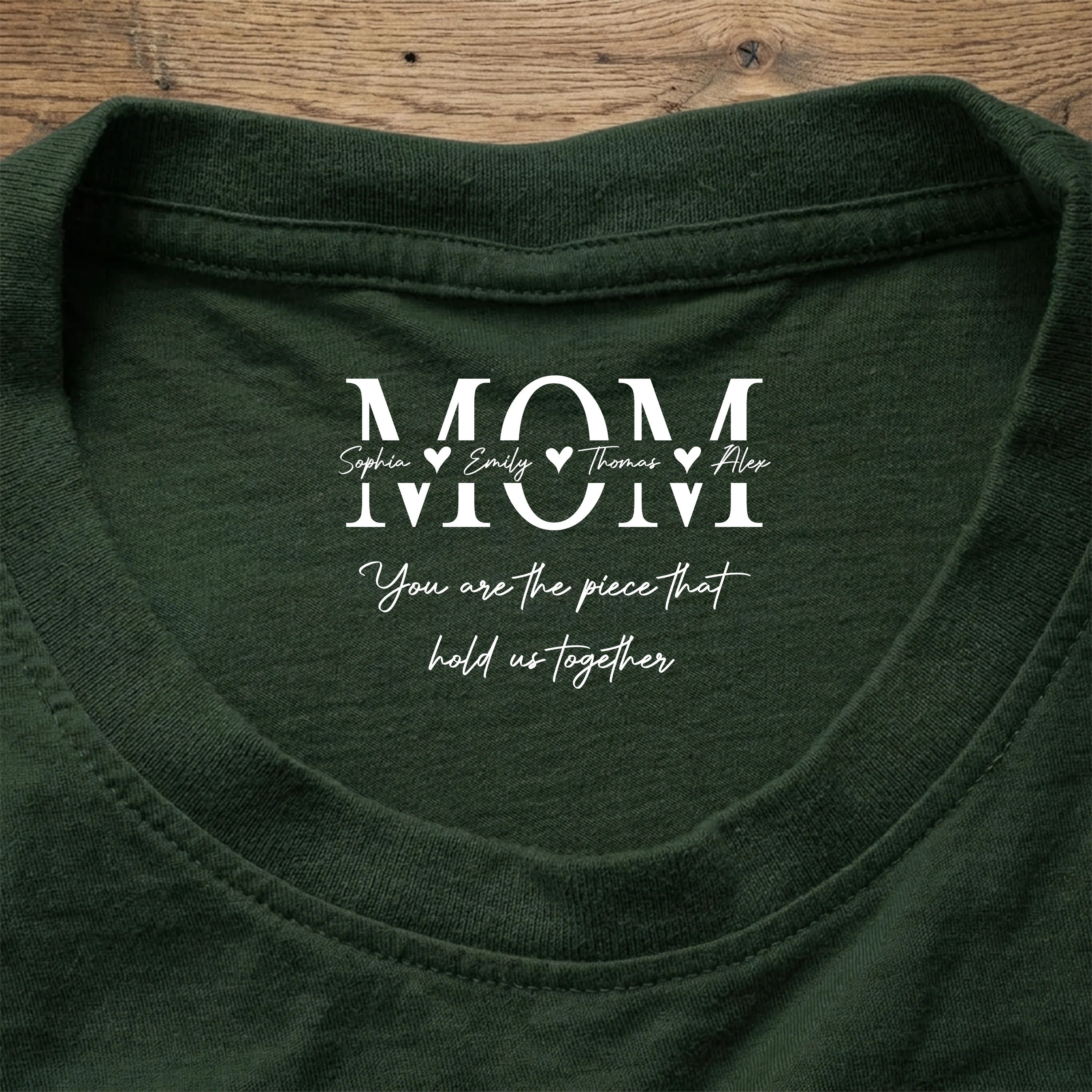 Mom, You Are The Piece That Hold Us Together Custom Kid Name Neck Print Shirt CH07 910932 - Image 6