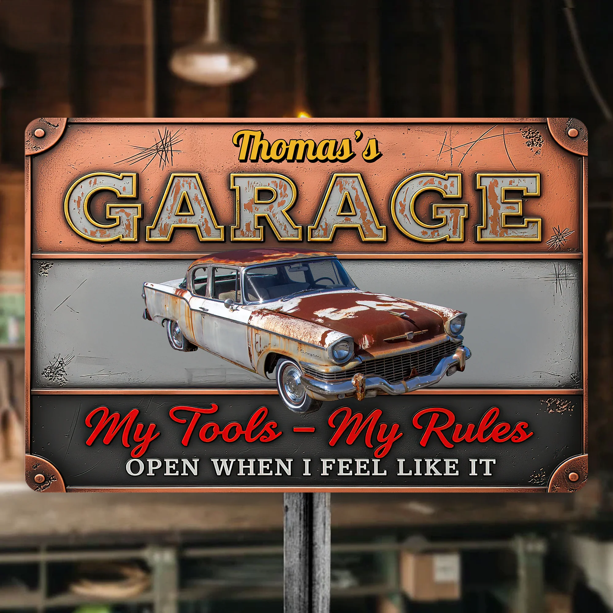 My Tools My Rules Custom Car Photo Retro Garage Metal Sign CH07 896276 - Image 4