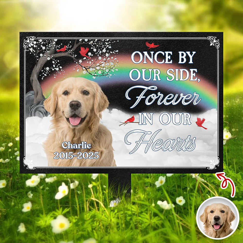 One By My Side Forever In My Heart Custom Dog Cat Memorial Photo Garden Stake CH07 896346 - Image 4