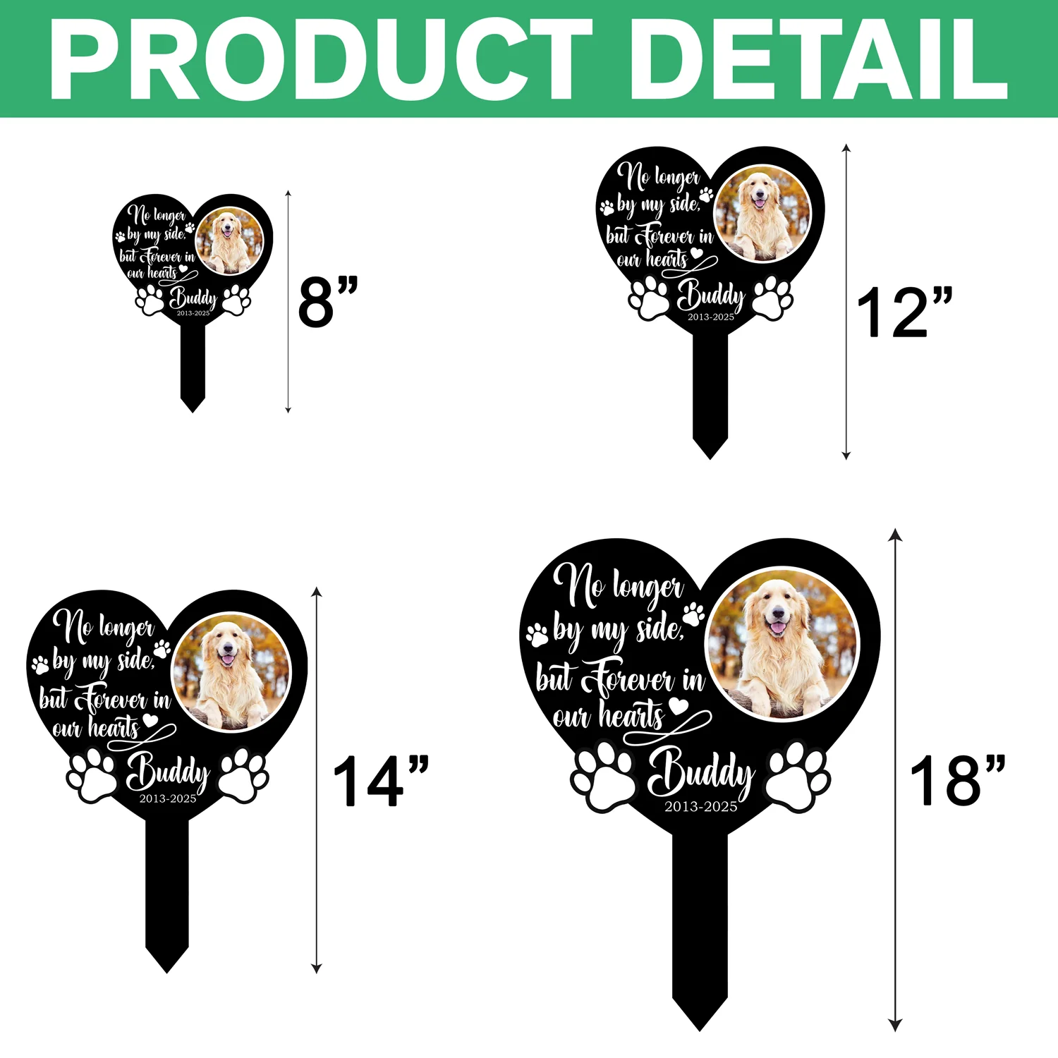 One By My Side, Forever In My Heart Custom Dog Memorial Garden Stake CH07 910738 - Image 4