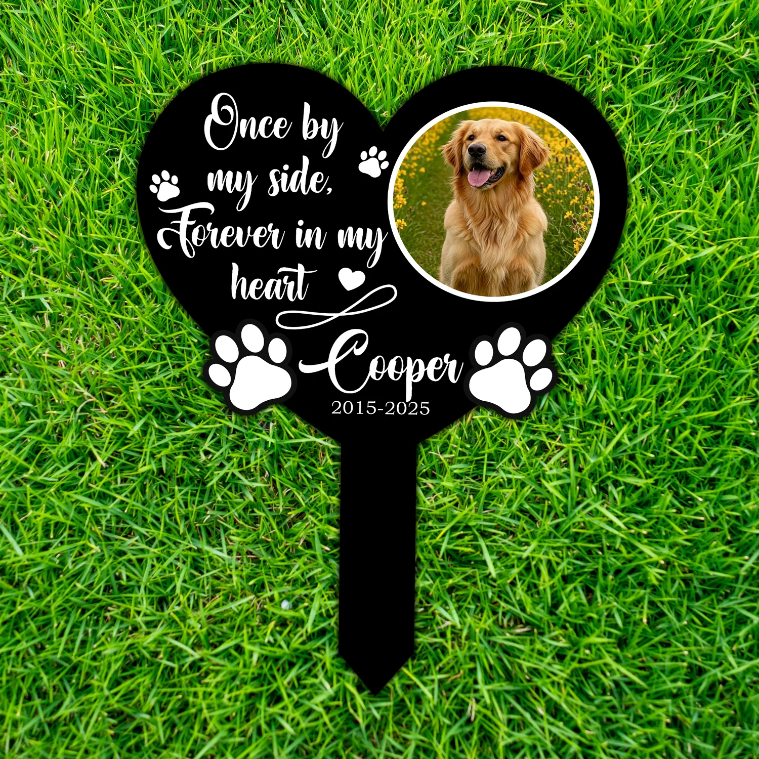 One By My Side, Forever In My Heart Custom Dog Memorial Garden Stake CH07 910738 - Image 5