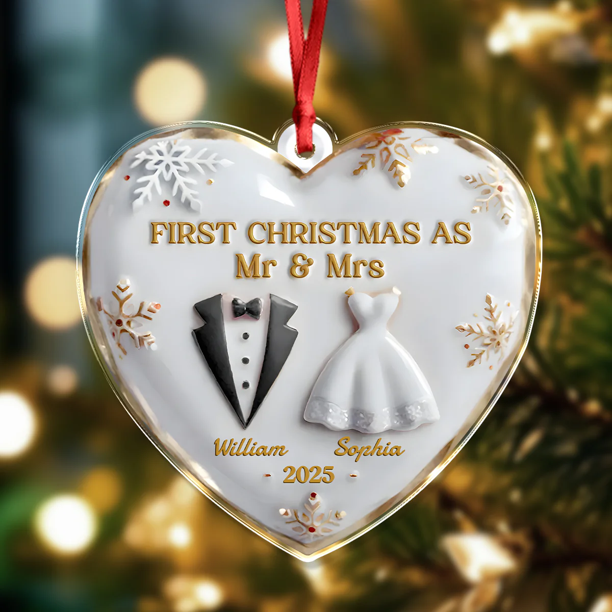 Our First Christmas Together Heart Acrylic Ornament Personalized Wedding Anniversary Christmas Ornament CH07 896888 - Image 2