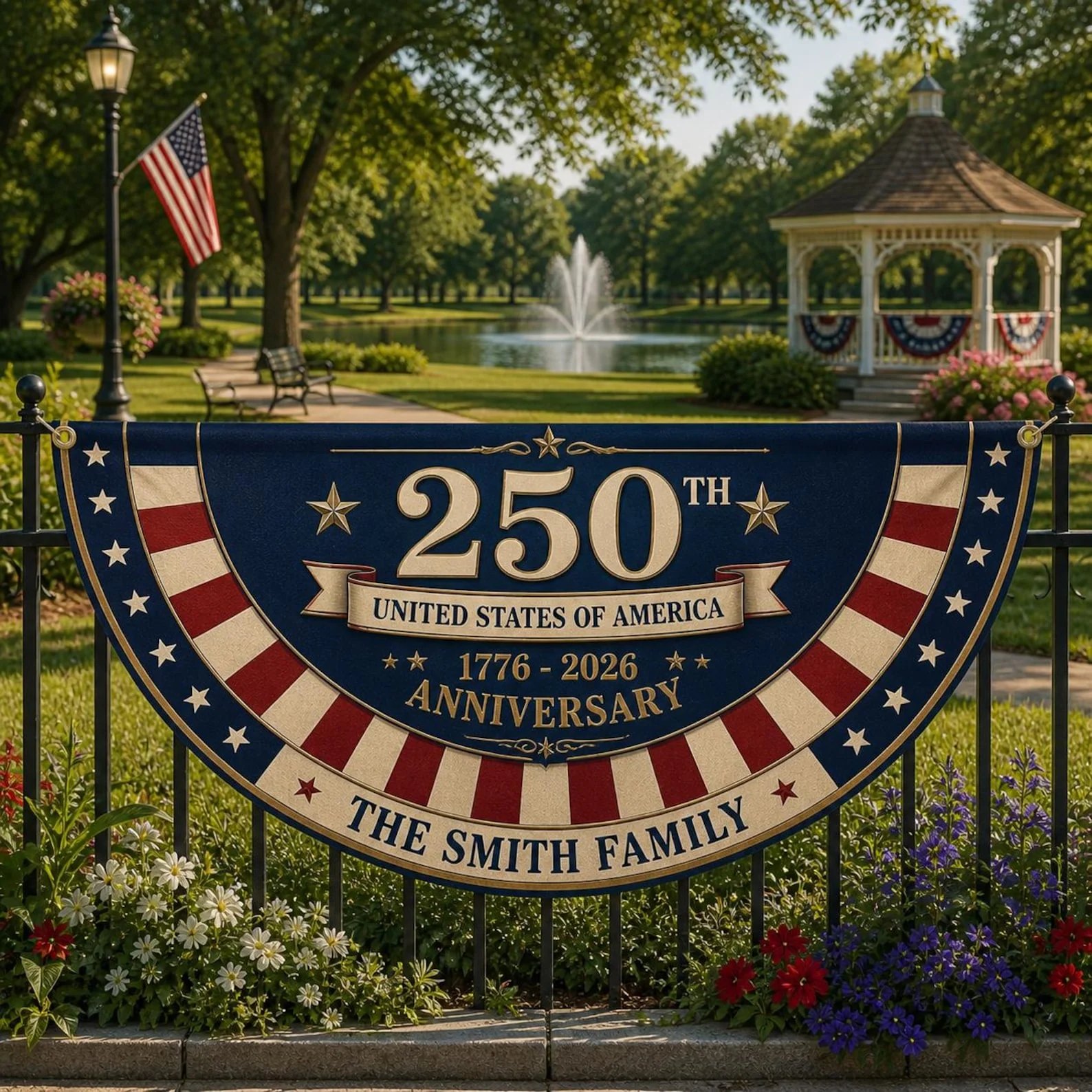 Personalized 250th Anniversary of America Non Fan Flag, Custom Family Name Patriotic 1776-2026 Flag Decor CH07 911634 - Image 2