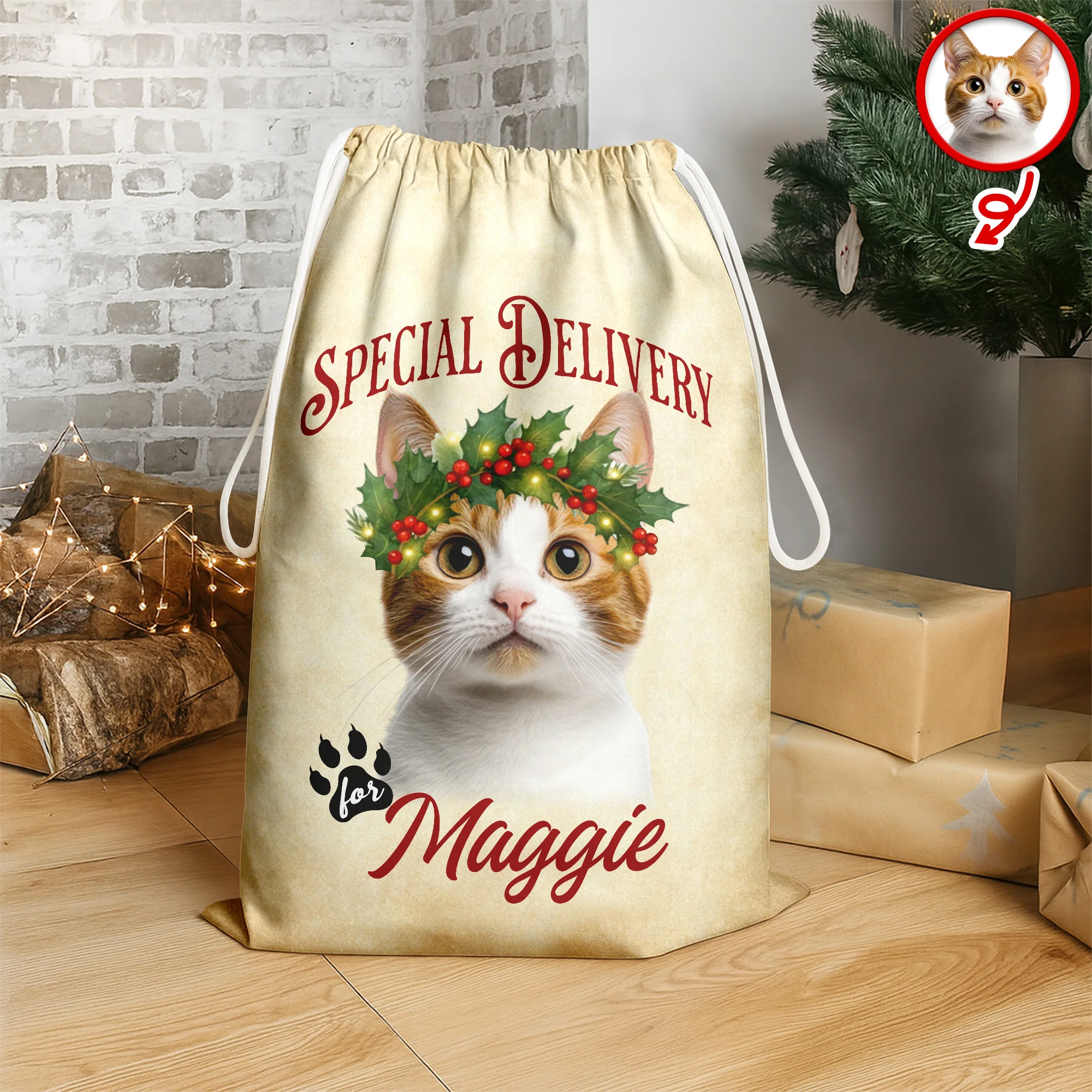 Personalized Cat Santa Christmas Bag Custom Cat Name Christmas Sack Special Delivery CH07 899416 - Image 7