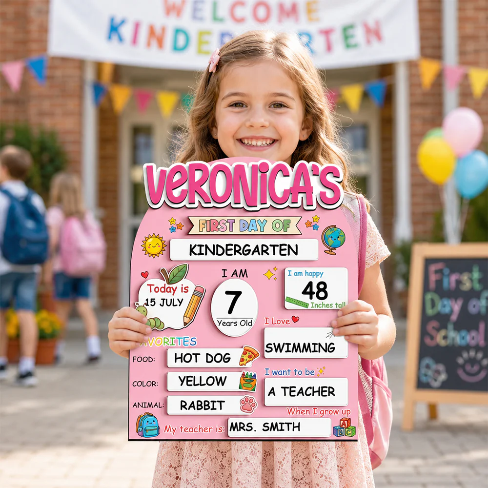 Personalized First Day of School Sign, Custom Back to School Wooden Board CH07 911868 - Image 2