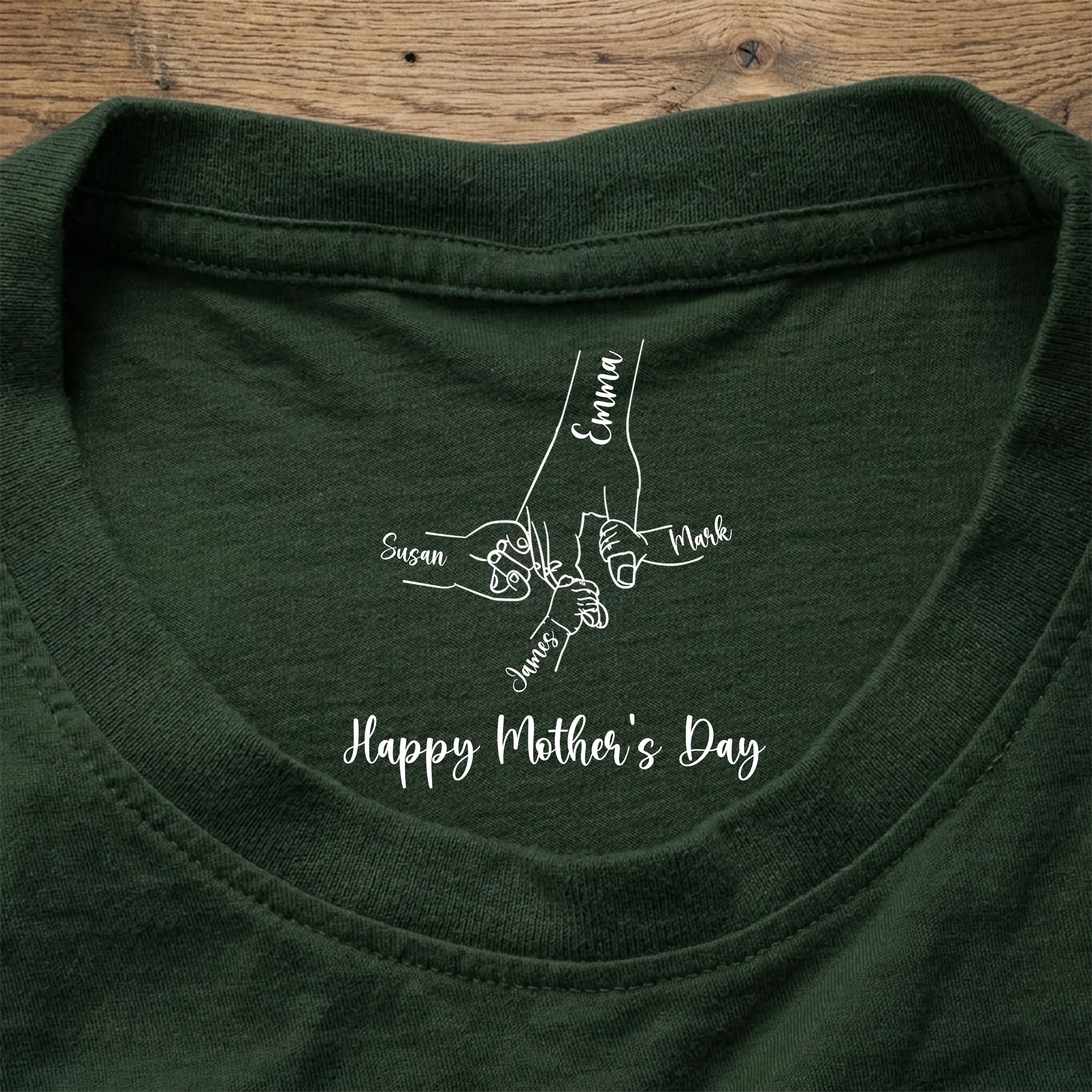 Personalized Floral Hands Mom With Kids Mother's Day Neck Print Tee CH07 910930 - Image 4