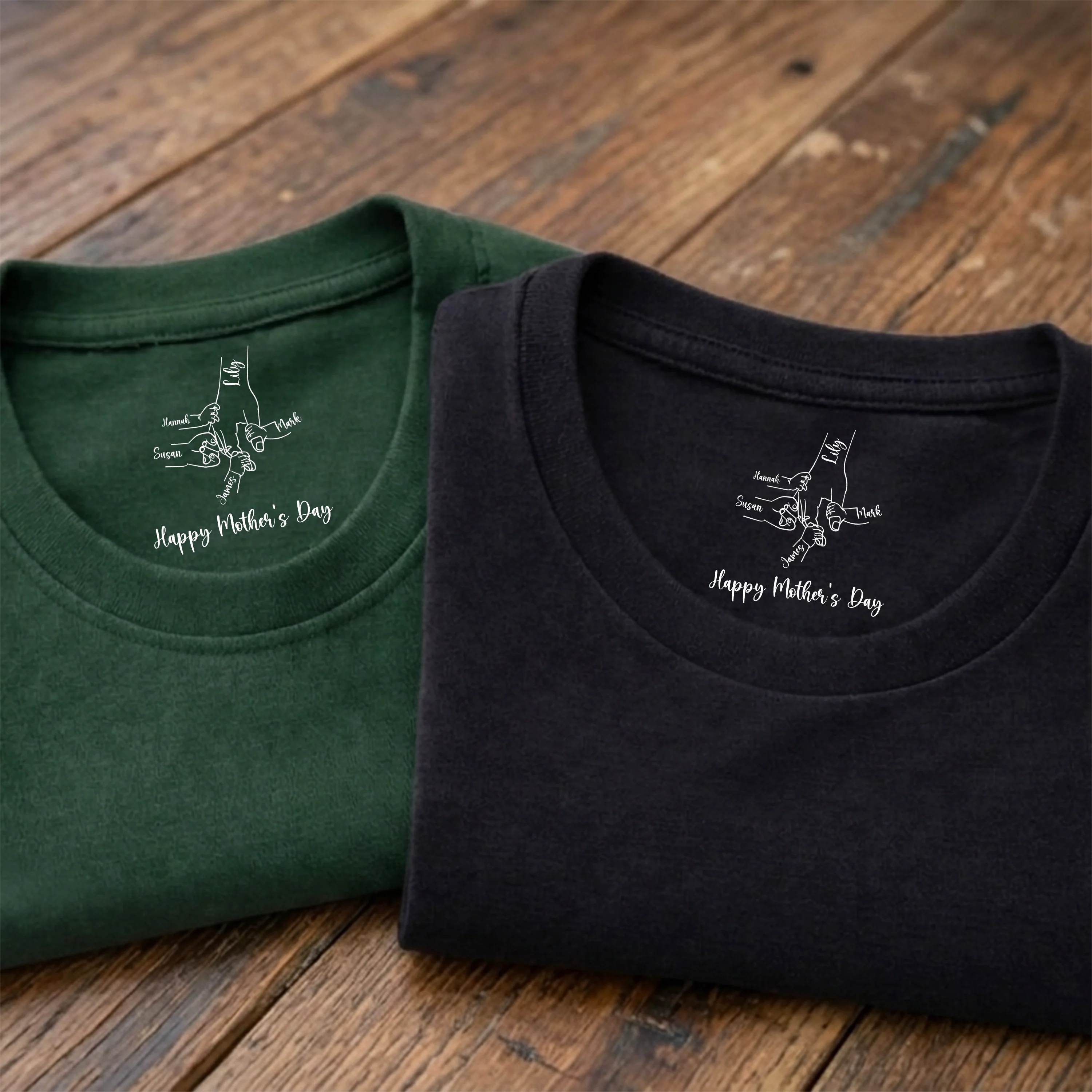 Personalized Floral Hands Mom With Kids Mother's Day Neck Print Tee CH07 910930 - Image 5