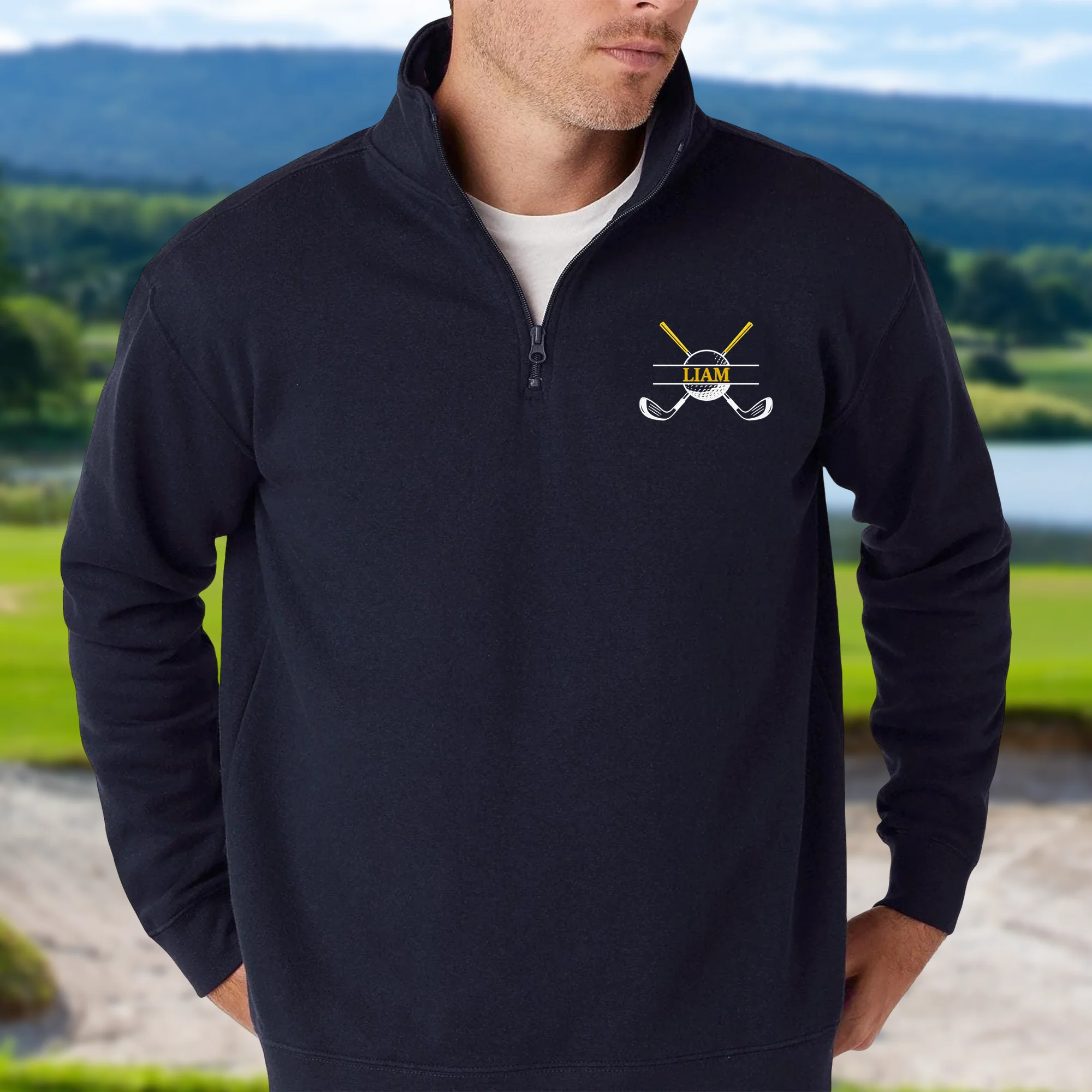 Personalized Golf Club Name Embroidered Golf Quarter Zip Sweater Golfers and Coaches Gift CH07 910002 - Image 3