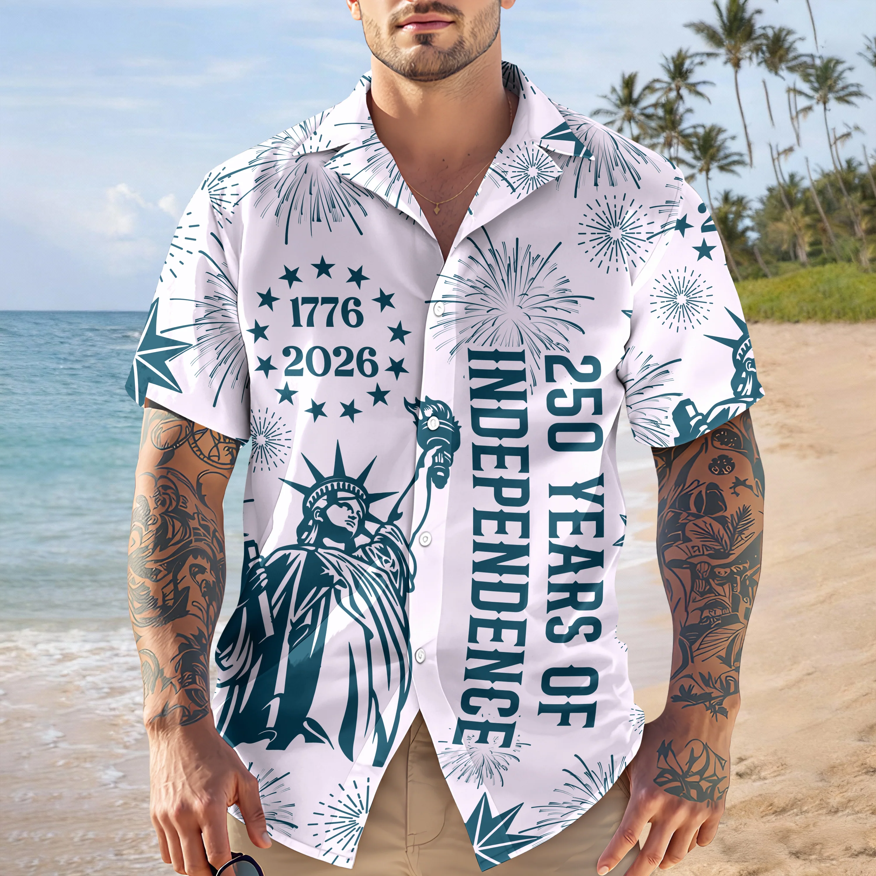 Personalized USA 250 Years of Independence 1776-2026 Hawaii Shirt CH07 910514 - Image 4