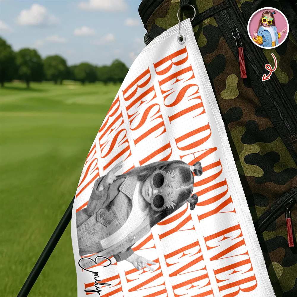 Personalized Vintage Photo Best Dad Ever Golf Towel For Golf Lovers For Father's Day Gift CH07 911504 - Image 3