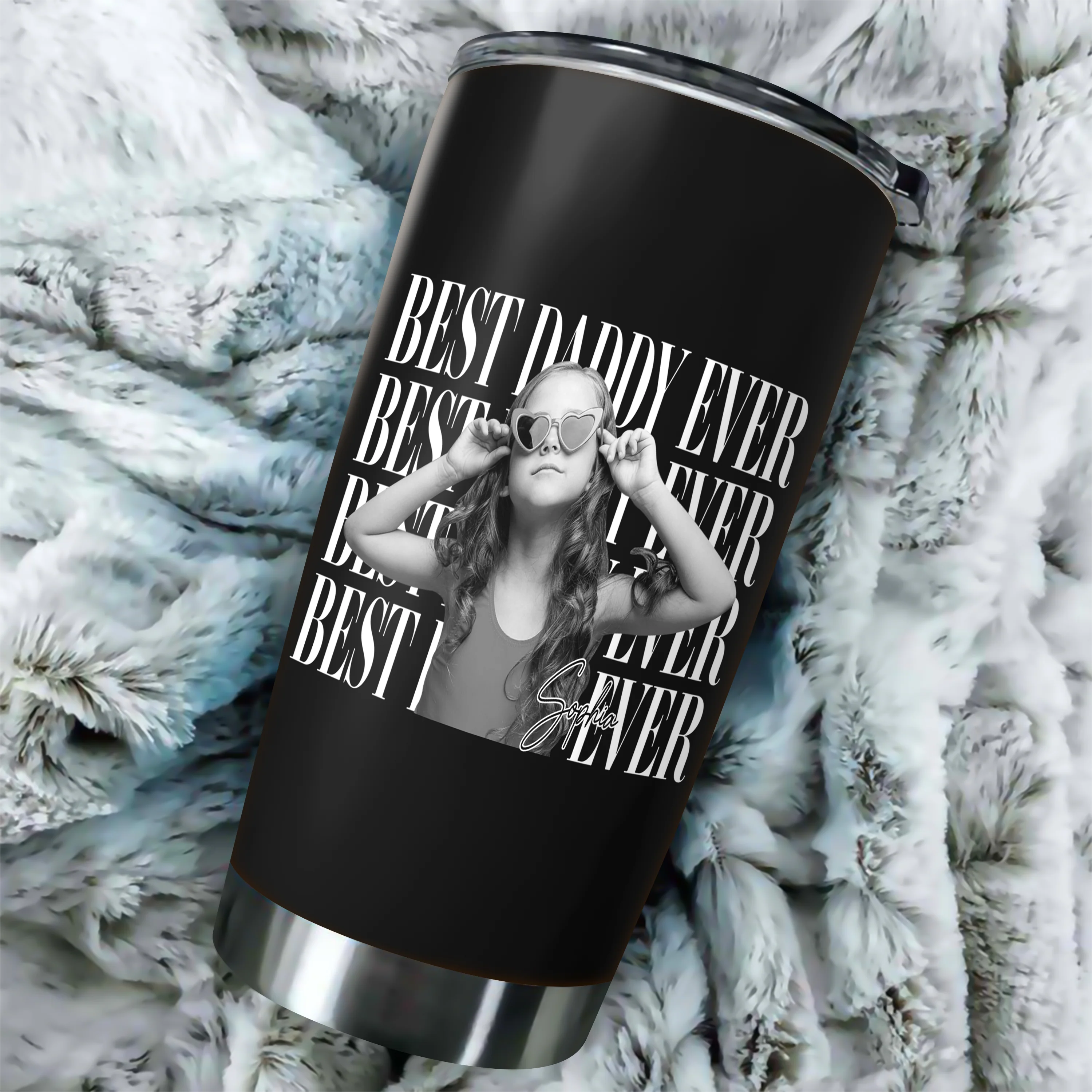 Personalized Vintage Photo Best Dad Mom Ever Fat Tumbler Custom Kid Photo Tumbler CH07 911742 - Image 7