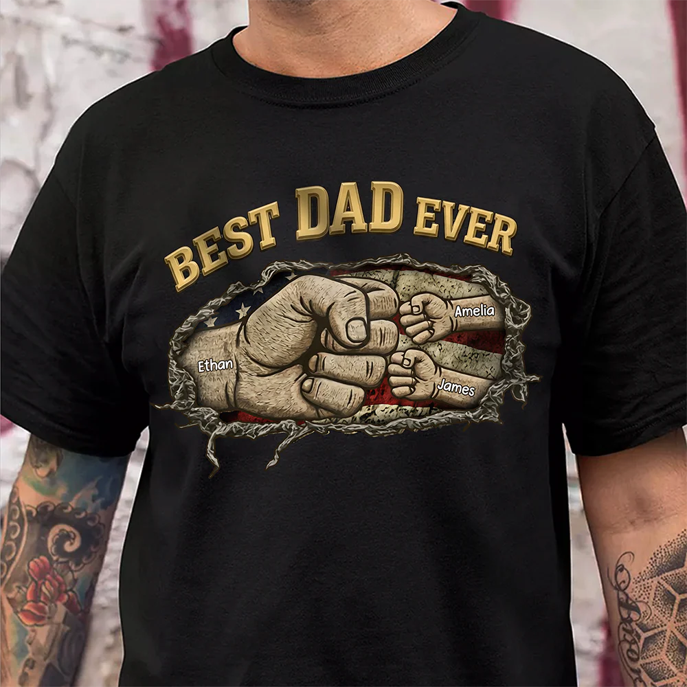 Proud 250th Anniversary Dad Back & Font Shirt Best Dad Ever Dark Shirt CH07 911020 - Image 2