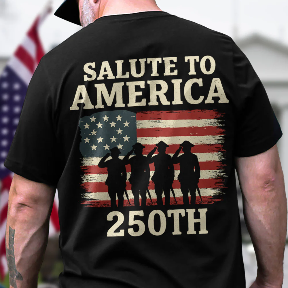 Salute To America 250th Veteran Back Side Dark Shirt Happy America 250 Gifts CH07 896724 - Image 2