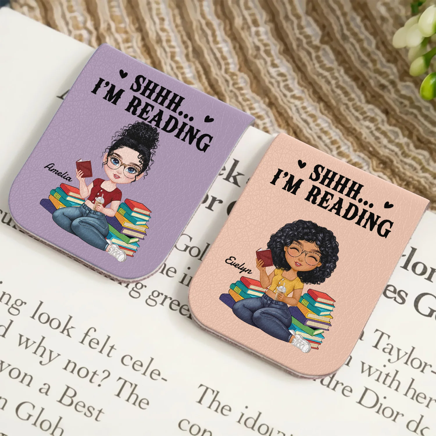 Shhh....I'm Reading Personalized Leather Magnetic Bookmark Funny Gifts For Book Lovers CH07 899490 - Image 2
