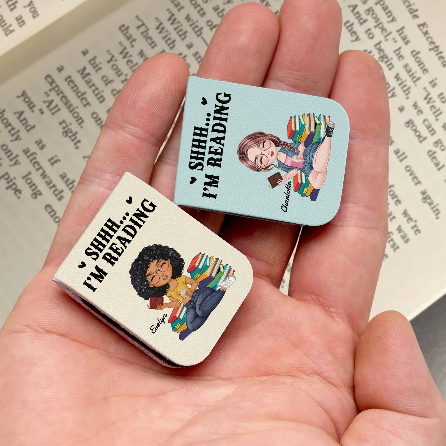 Shhh....I'm Reading Personalized Leather Magnetic Bookmark Funny Gifts For Book Lovers CH07 899490 - Image 5