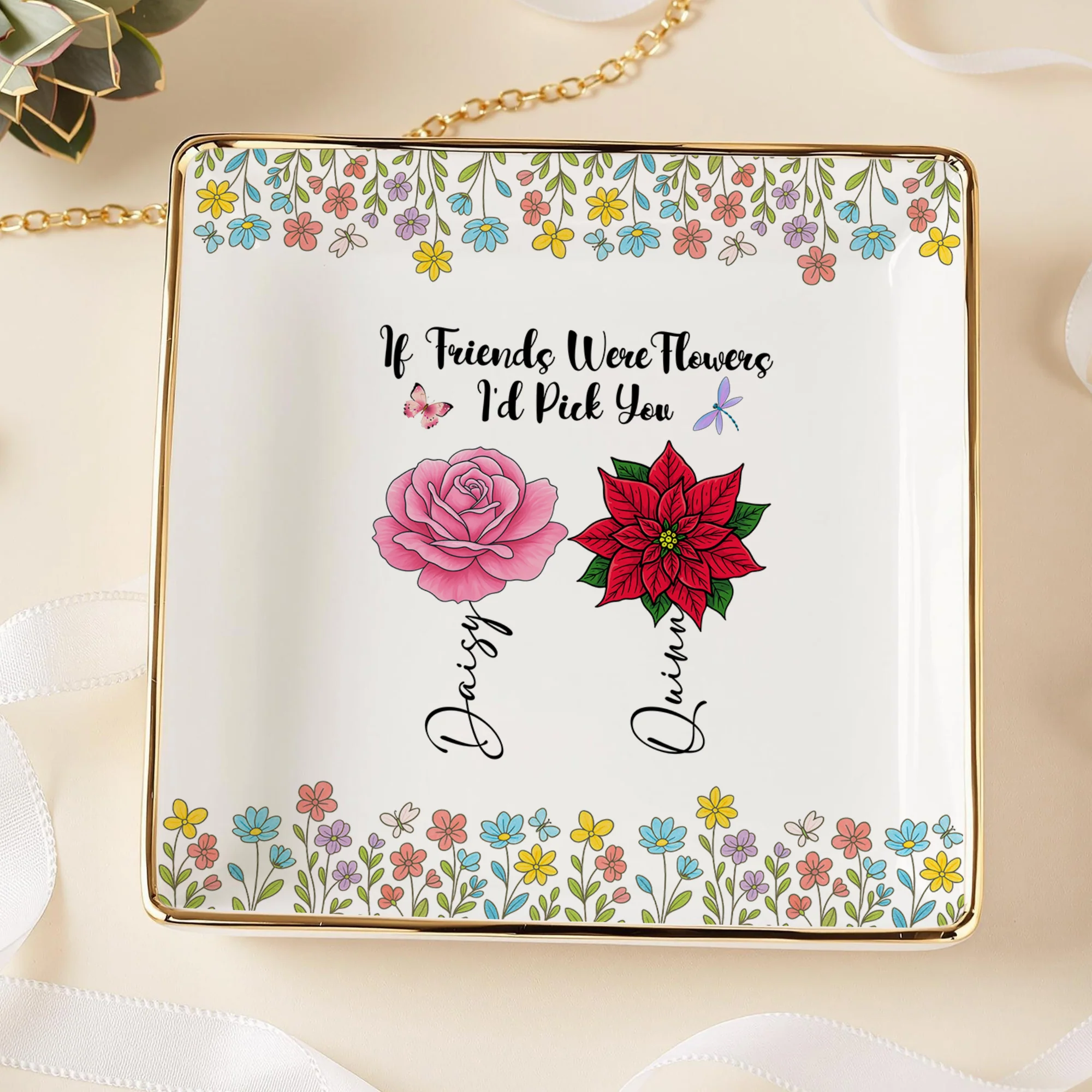 Sisters Are Different Flowers From The Same Garden Personalized Jewelry Dish For Sisters, Friend CH07 896320 - Image 5