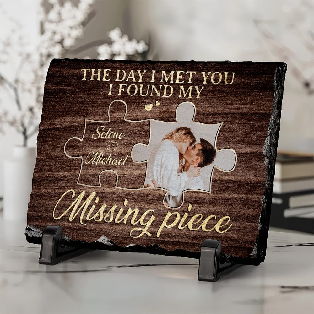 The Day I Met You I Found My Missing Piece Custom Couple Photo Rectangle Shaped Stone With Stand CH07 895190 - Image 3