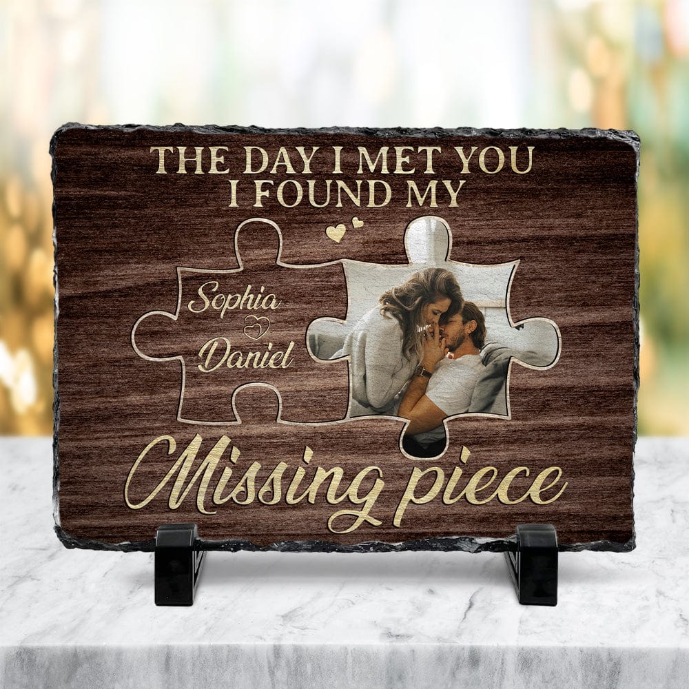 The Day I Met You I Found My Missing Piece Custom Couple Photo Rectangle Shaped Stone With Stand CH07 895190 - Image 4