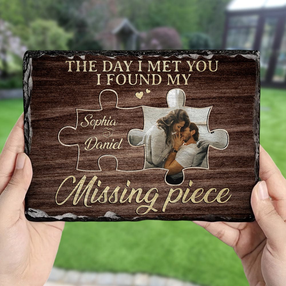 The Day I Met You I Found My Missing Piece Custom Couple Photo Rectangle Shaped Stone With Stand CH07 895190 - Image 5