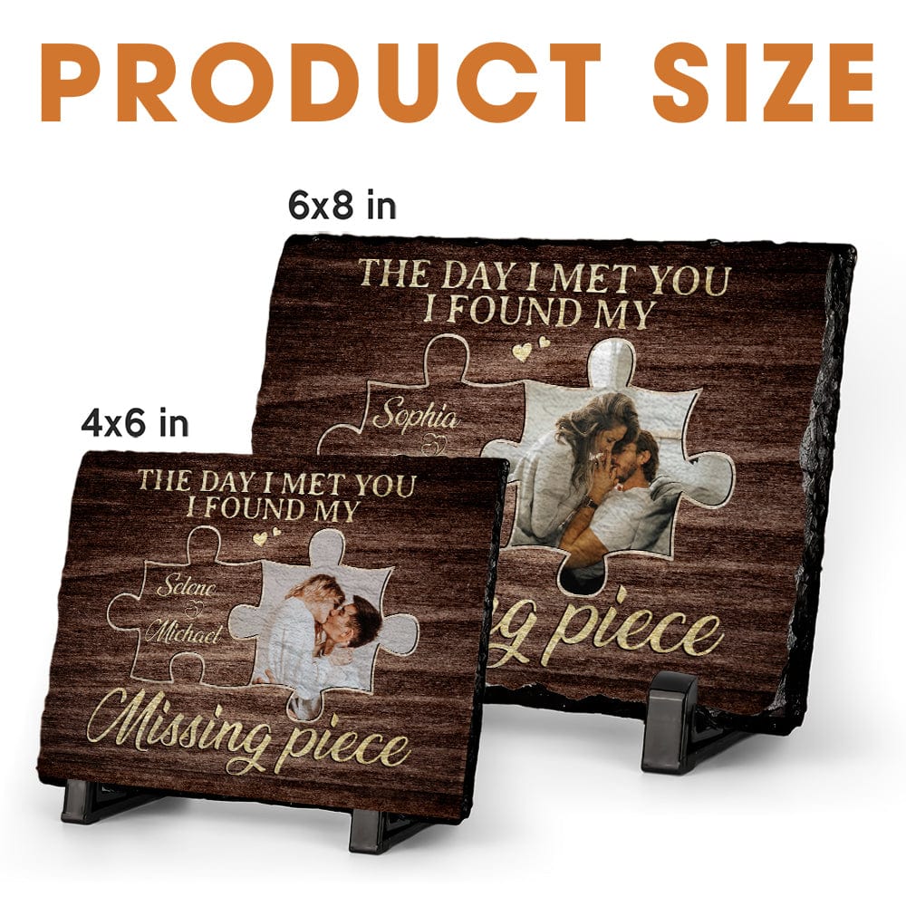 The Day I Met You I Found My Missing Piece Custom Couple Photo Rectangle Shaped Stone With Stand CH07 895190 - Image 7