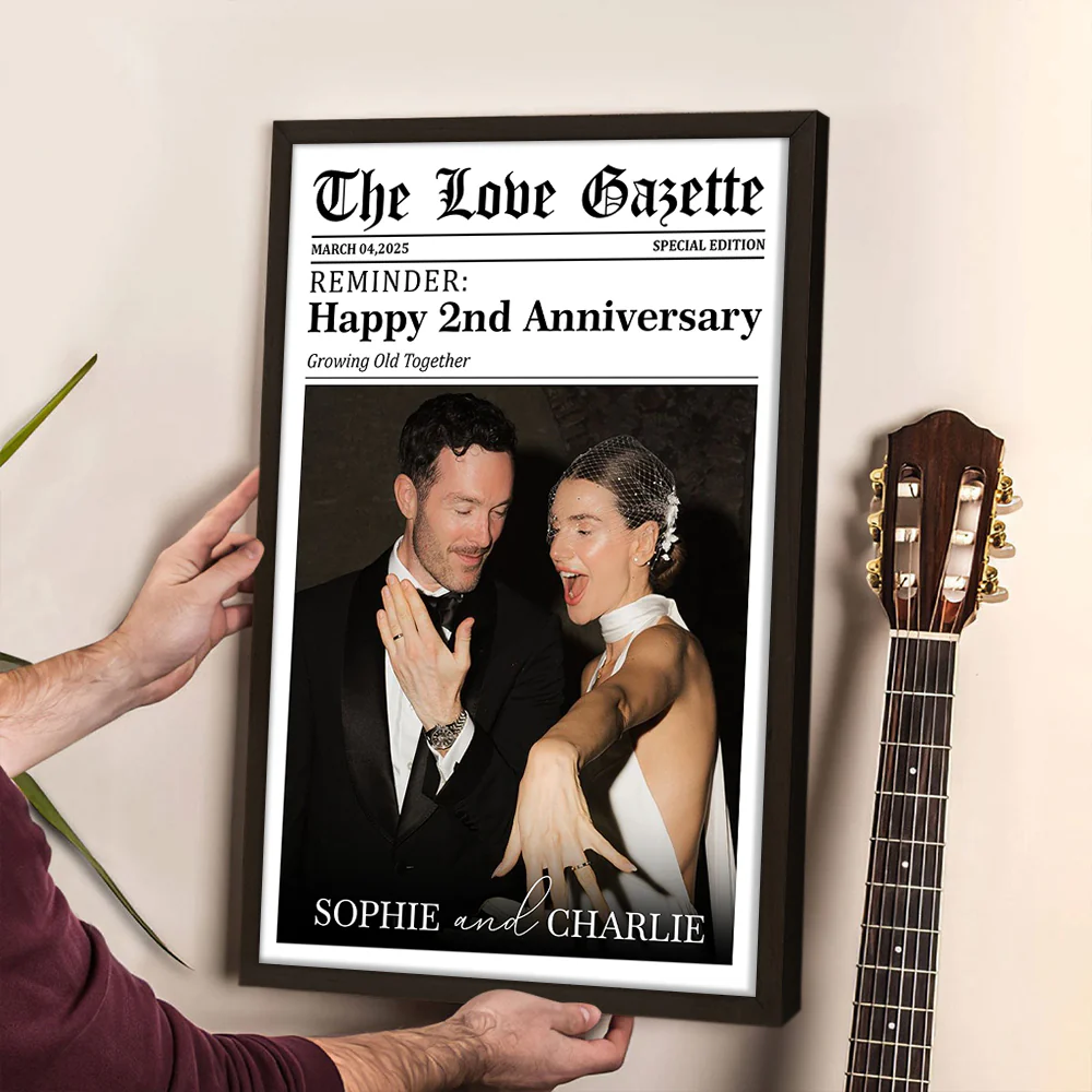 The Love Gazette Custom Couple Photo Newspaper Style Poster Canvas Anniversary Gift for Couple CH07 896484 - Image 2