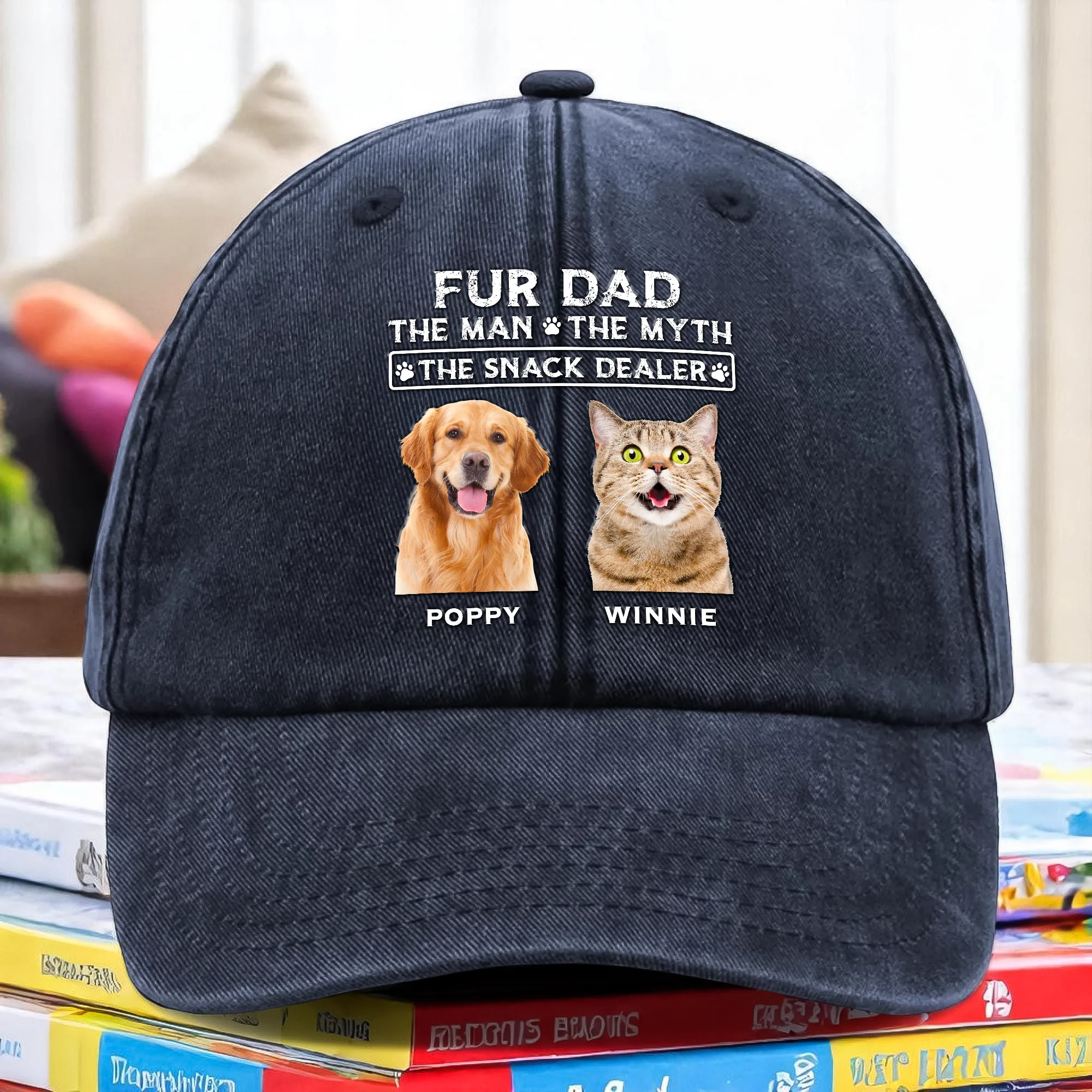 The Man The Myth The Snack Dealer Custom Pet Photo Washed Denim Baseball Cap Dog Dad, Cat Dad Gift CH07 895858 - Image 2