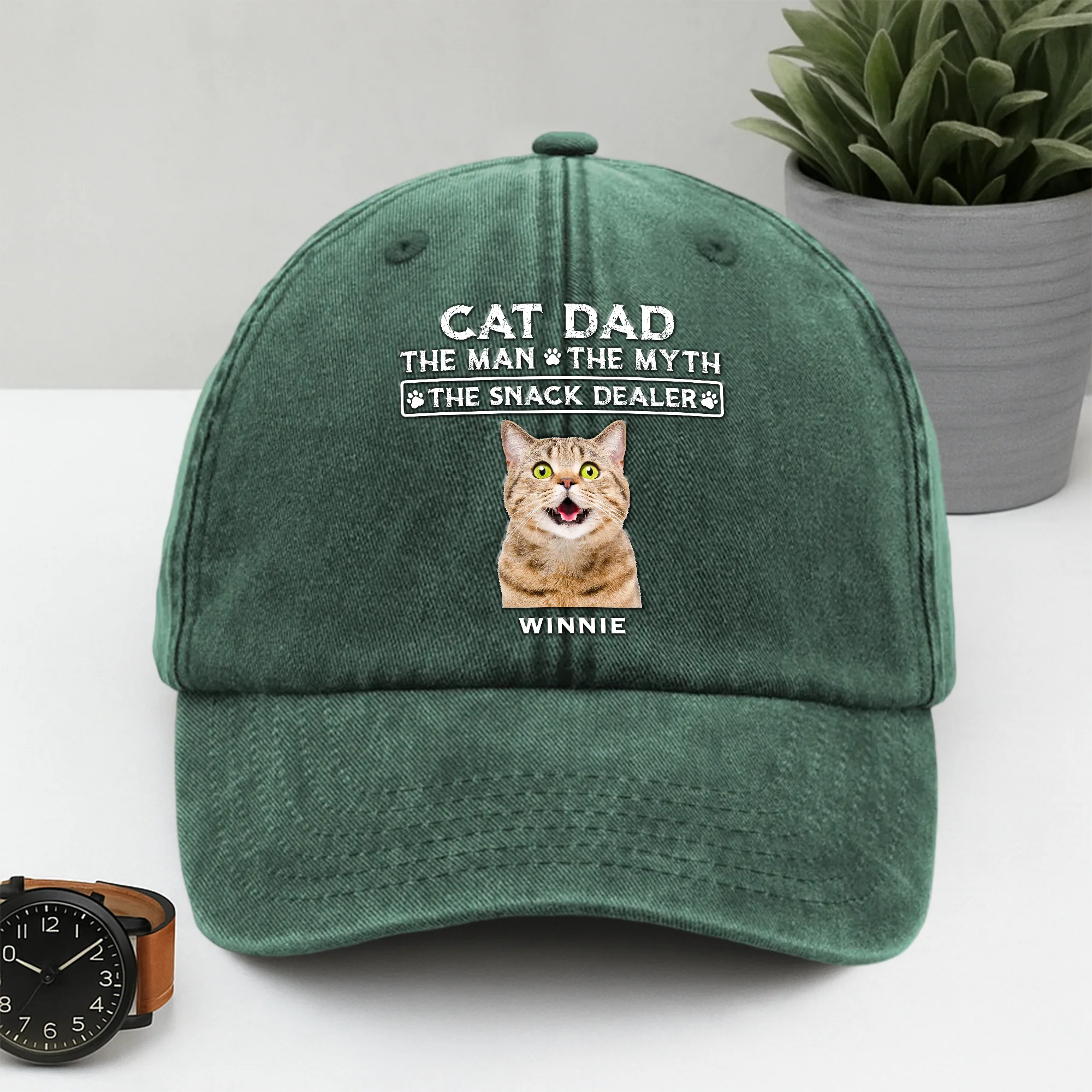 The Man The Myth The Snack Dealer Custom Pet Photo Washed Denim Baseball Cap Dog Dad, Cat Dad Gift CH07 895858 - Image 5