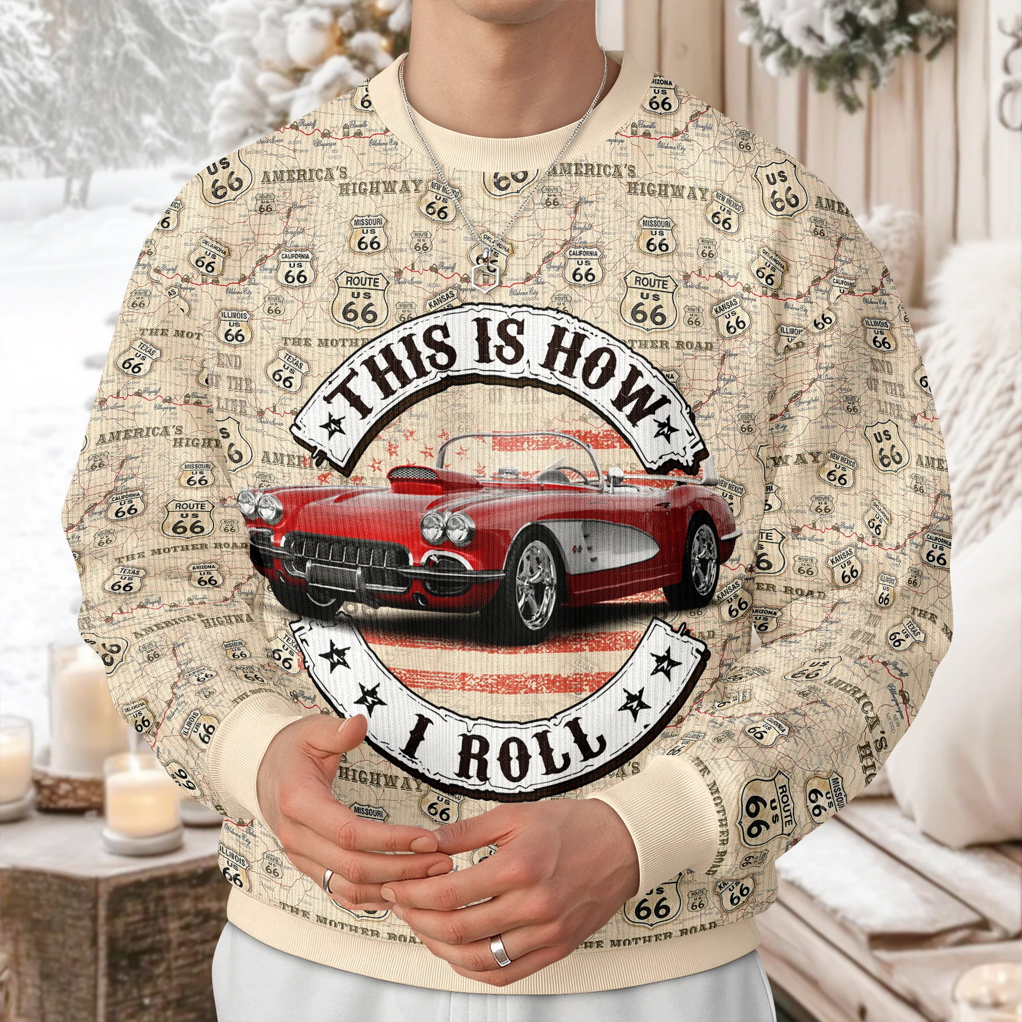 This Is How I Roll - Custom Car Photo Route 66 Ugly Sweater CH07 899710 - Image 2