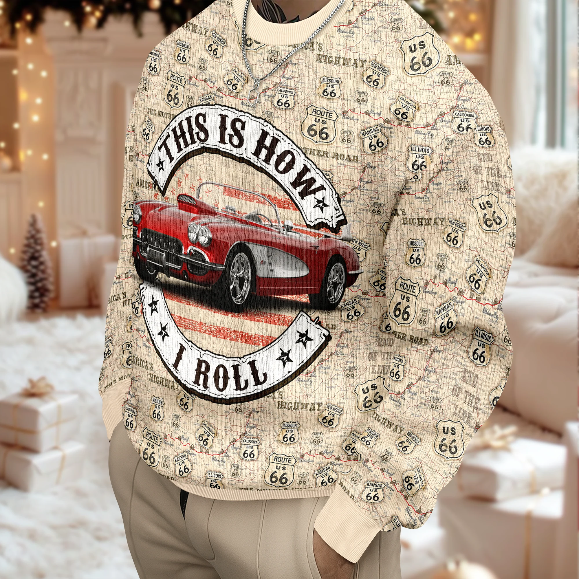 This Is How I Roll - Custom Car Photo Route 66 Ugly Sweater CH07 899710 - Image 4