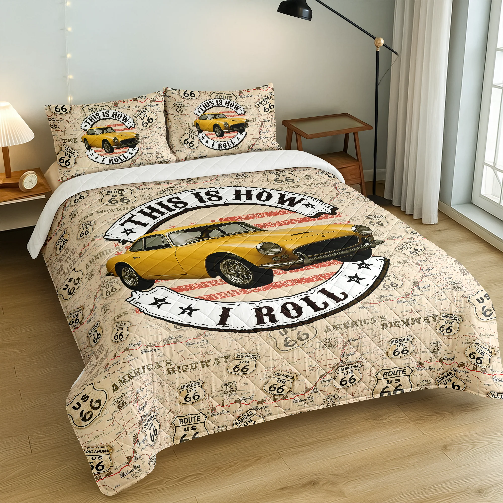 This Is How I Roll - Custom Vehicle Photo Upload Car Route 66 Quilt Bedding Set CH07 895594 - Image 2