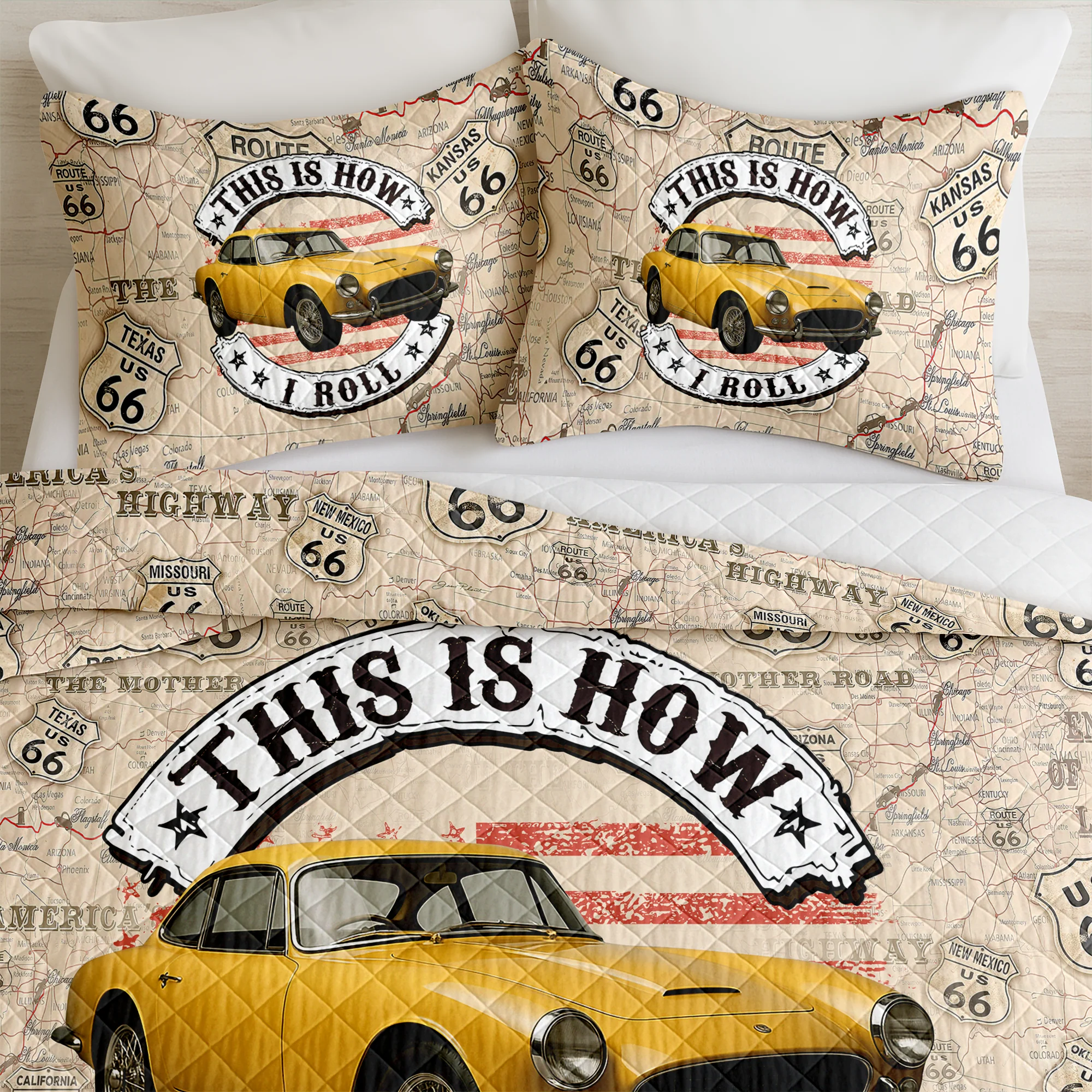 This Is How I Roll - Custom Vehicle Photo Upload Car Route 66 Quilt Bedding Set CH07 895594 - Image 4