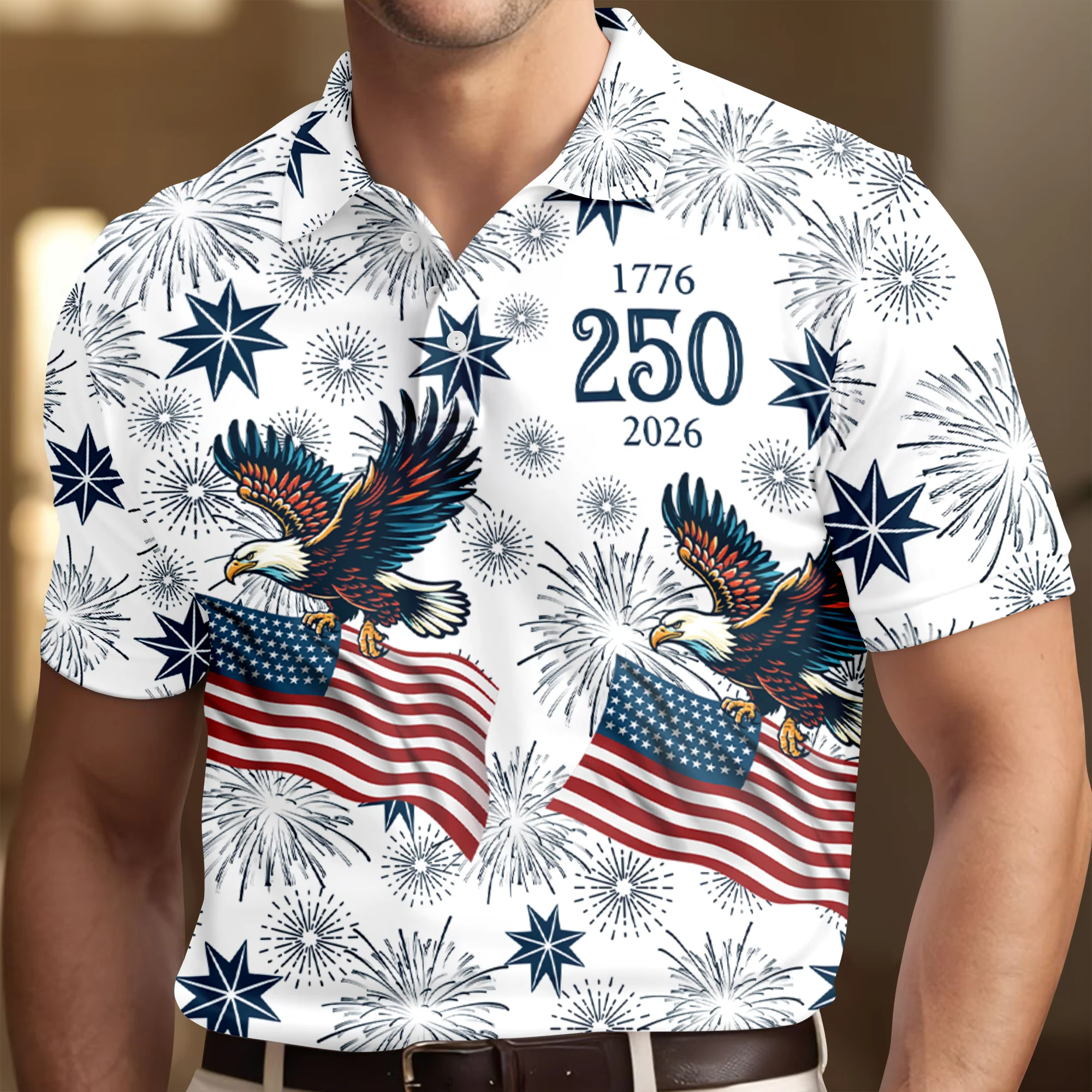 USA 250 Anniversary Eagle 1776-2026 Polo Shirt CH07 910434 - Image 4