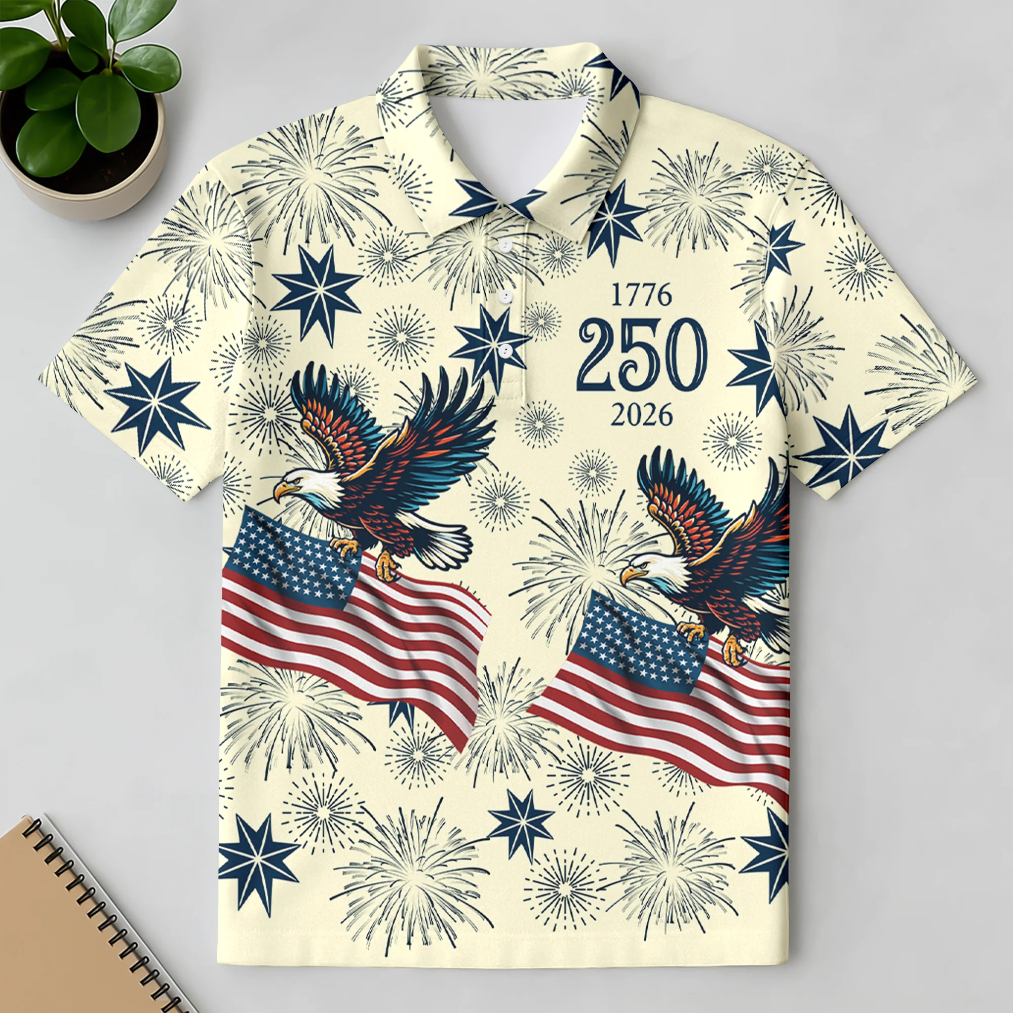USA 250 Anniversary Eagle 1776-2026 Polo Shirt CH07 910434 - Image 5
