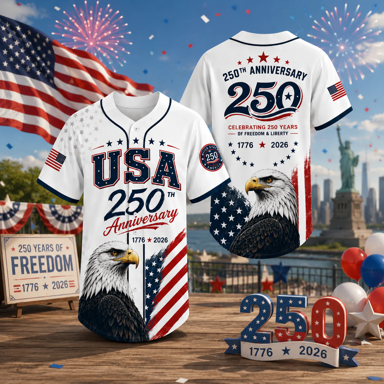 USA 250th Anniversary Baseball Jersey Shirt 4th of July Gift CH07 911834