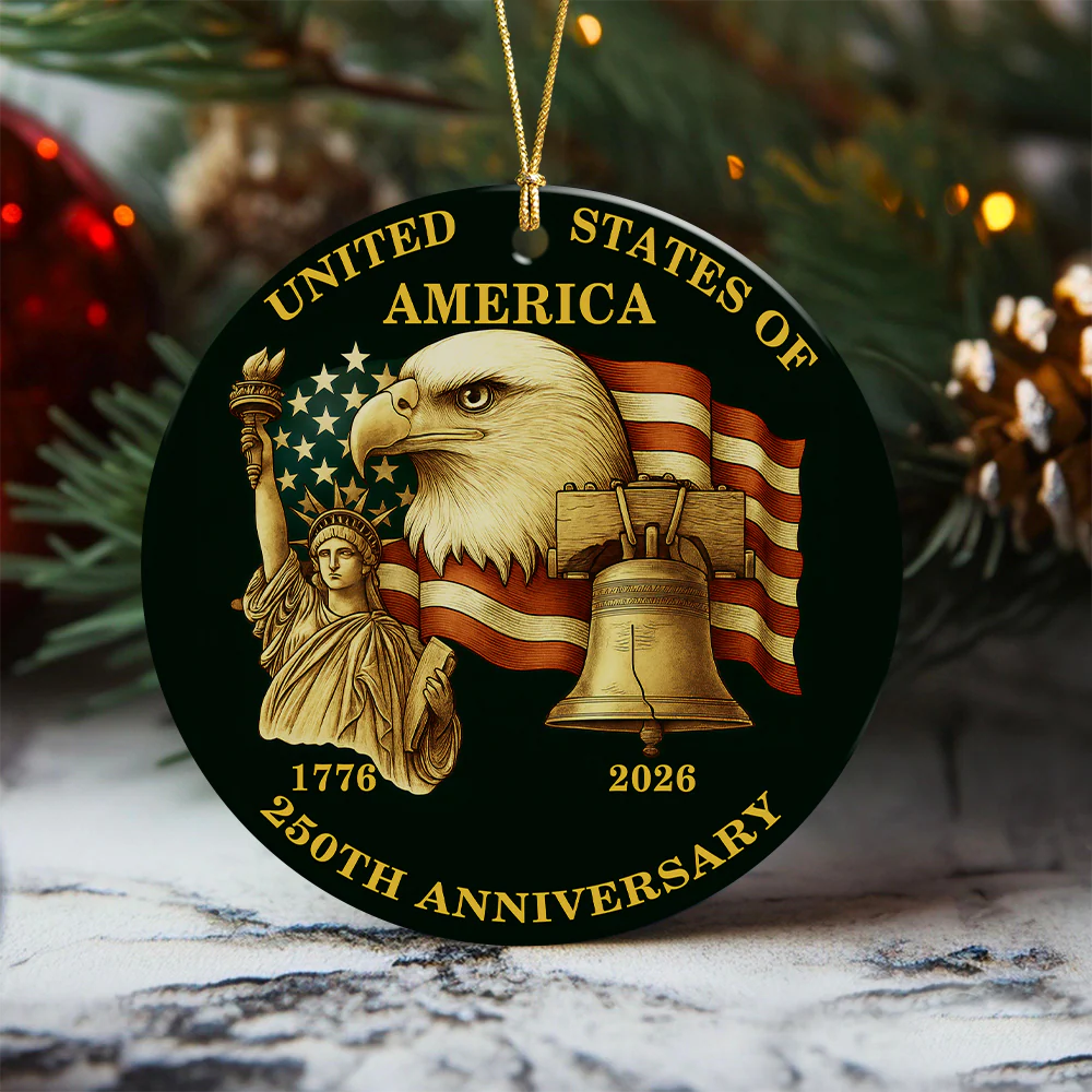 USA 250th Anniversary Ornament US Flag 1776-2026 America Patriotic Ceramic Ornament CH07 899608 - Image 3