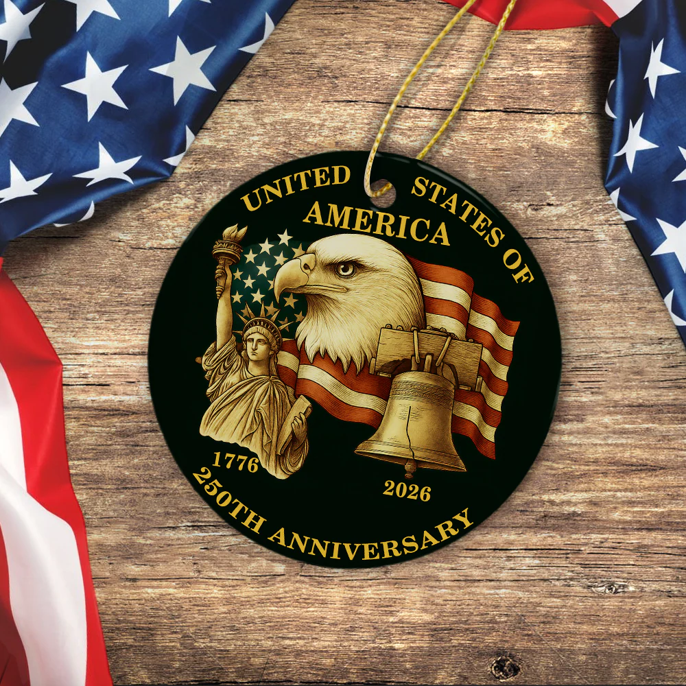 USA 250th Anniversary Ornament US Flag 1776-2026 America Patriotic Ceramic Ornament CH07 899608 - Image 4