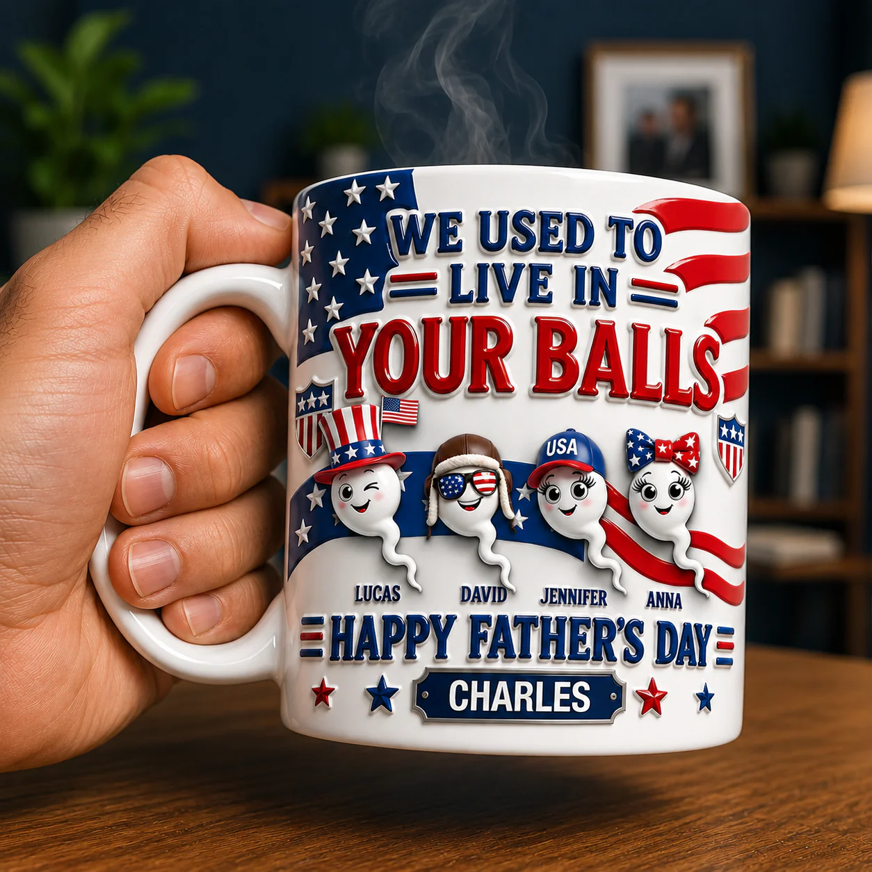 USA Sperm Dad - We Used To Live in Your Ball 3D Inflated Effect Mug - Personalized Gifts For Father's Day Mug CH07 911482 - Image 4