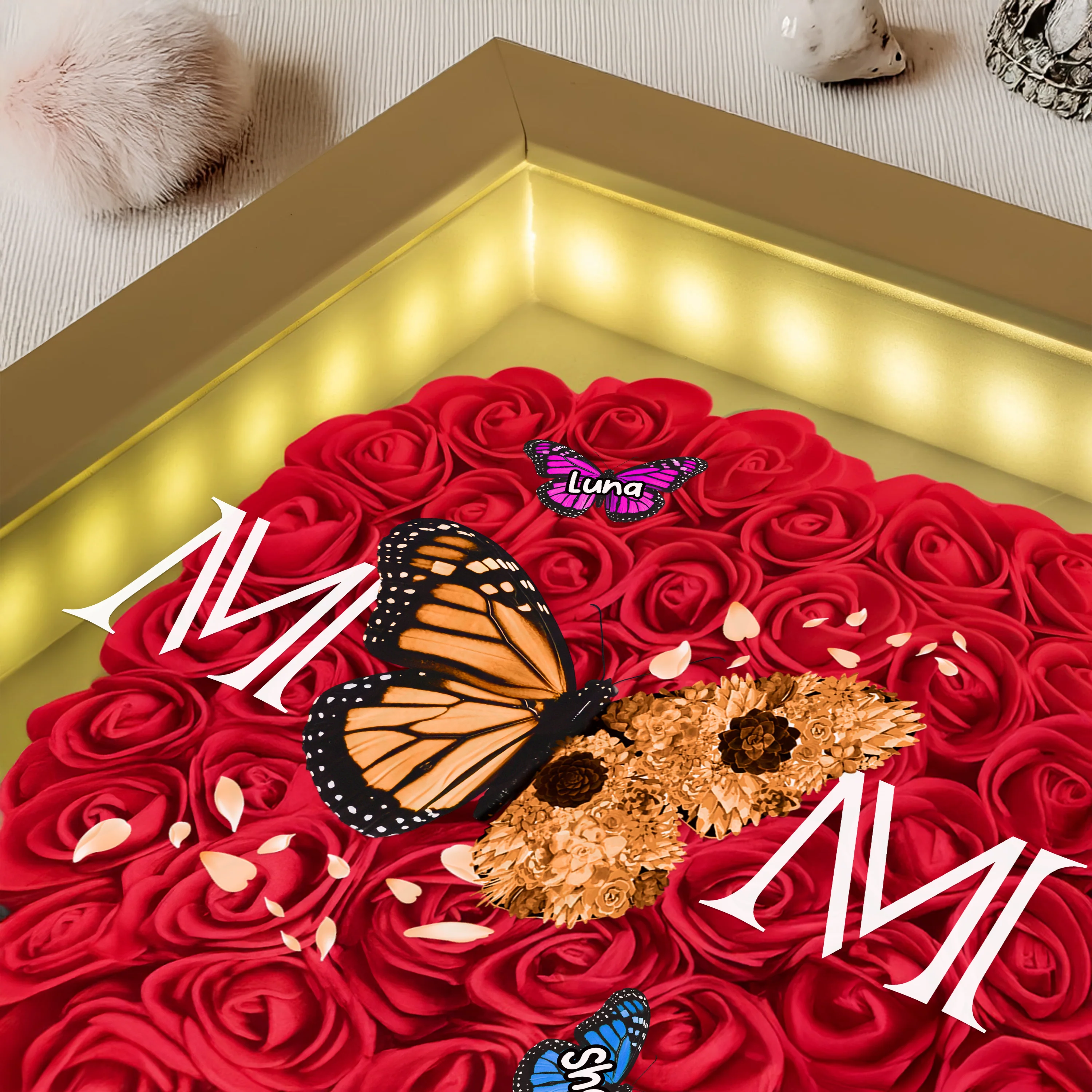 We Love You Mom - Personalized Butterfly Mom Flower Shadow Box CH07 895460 - Image 6