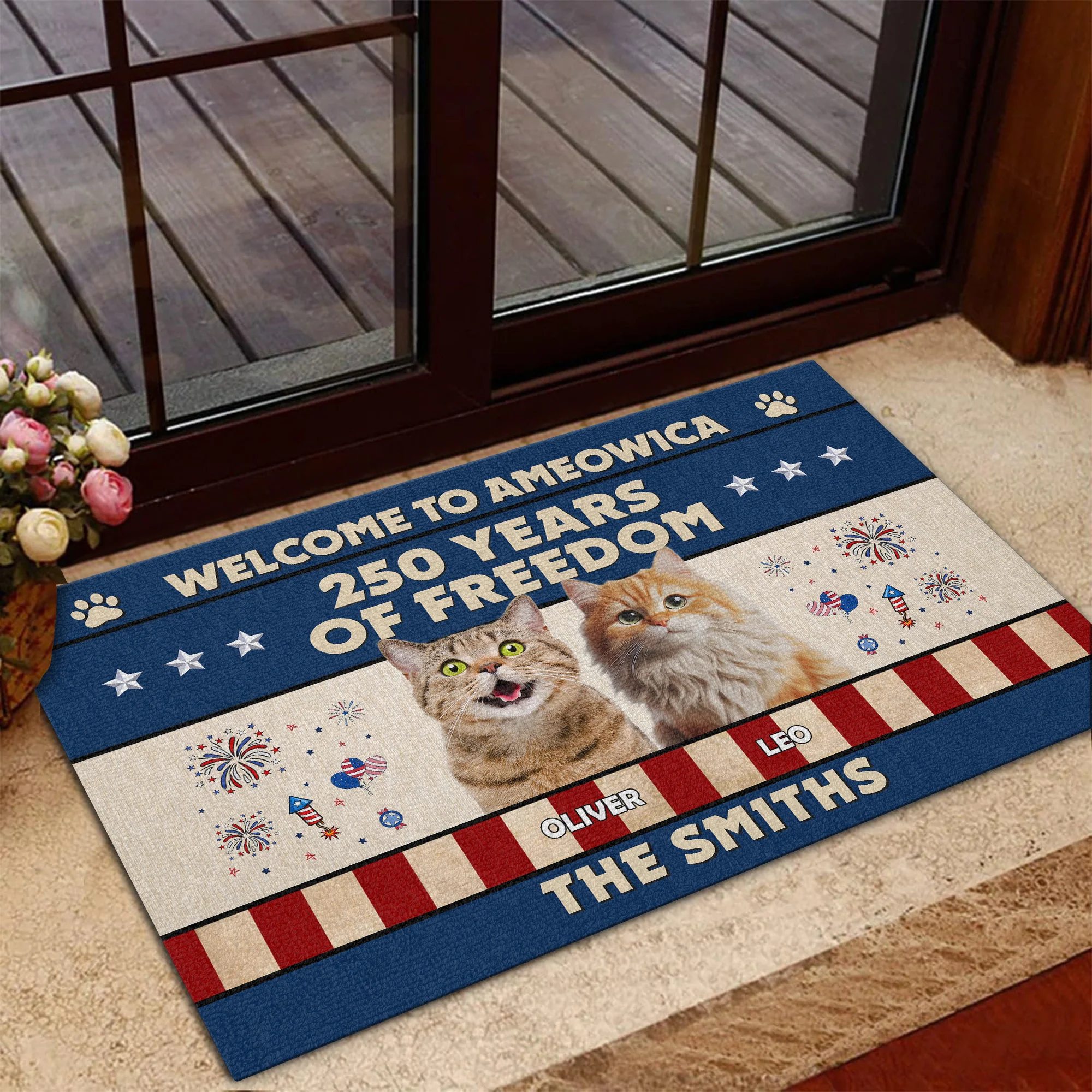Welcome To Ameowica 250 Years Of Freedom Custom Cat Photo Doormat CH07 910170 - Image 4