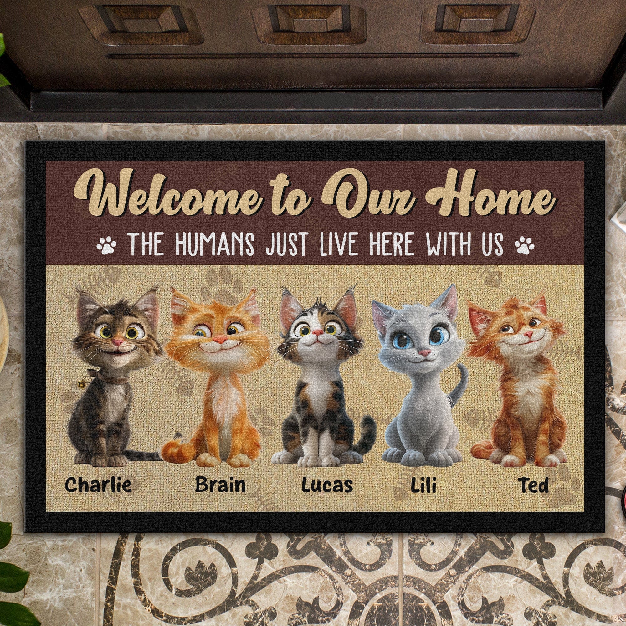 Welcome To Our Home, The Humans Just Live Here With Us Personalized Doormat Cat Lovers Gift CH07 895242 - Image 2