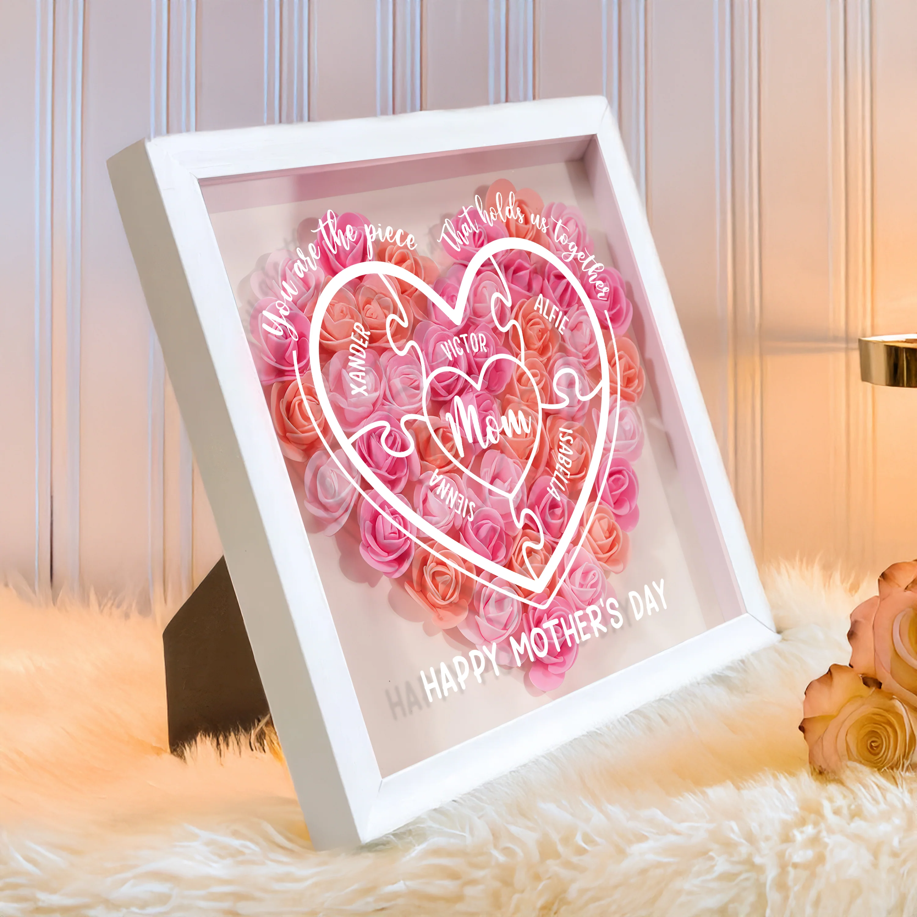 You Are The Piece That Hold Us Together - Personalized Flower Shadow Box Mother's Day Gift CH07 895468 - Image 5