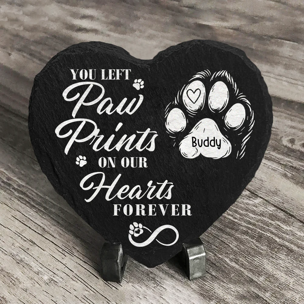 You Left Paw Prints On Our Hearts Forever Personalized Dog Memorial Heart Shaped Stone CH07 896522 - Image 5