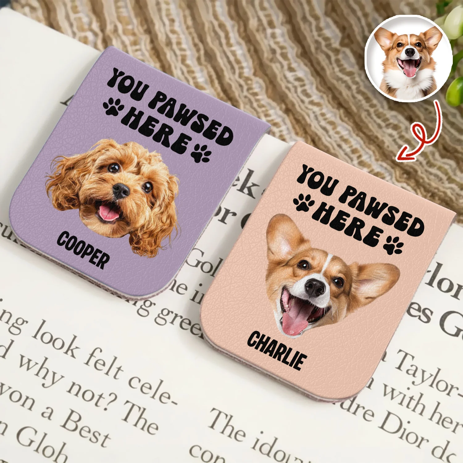 You Pawsed Here Custom Dog Photo Leather Magnetic Bookmark For Book Lovers, Dog Lovers CH07 899566 - Image 3