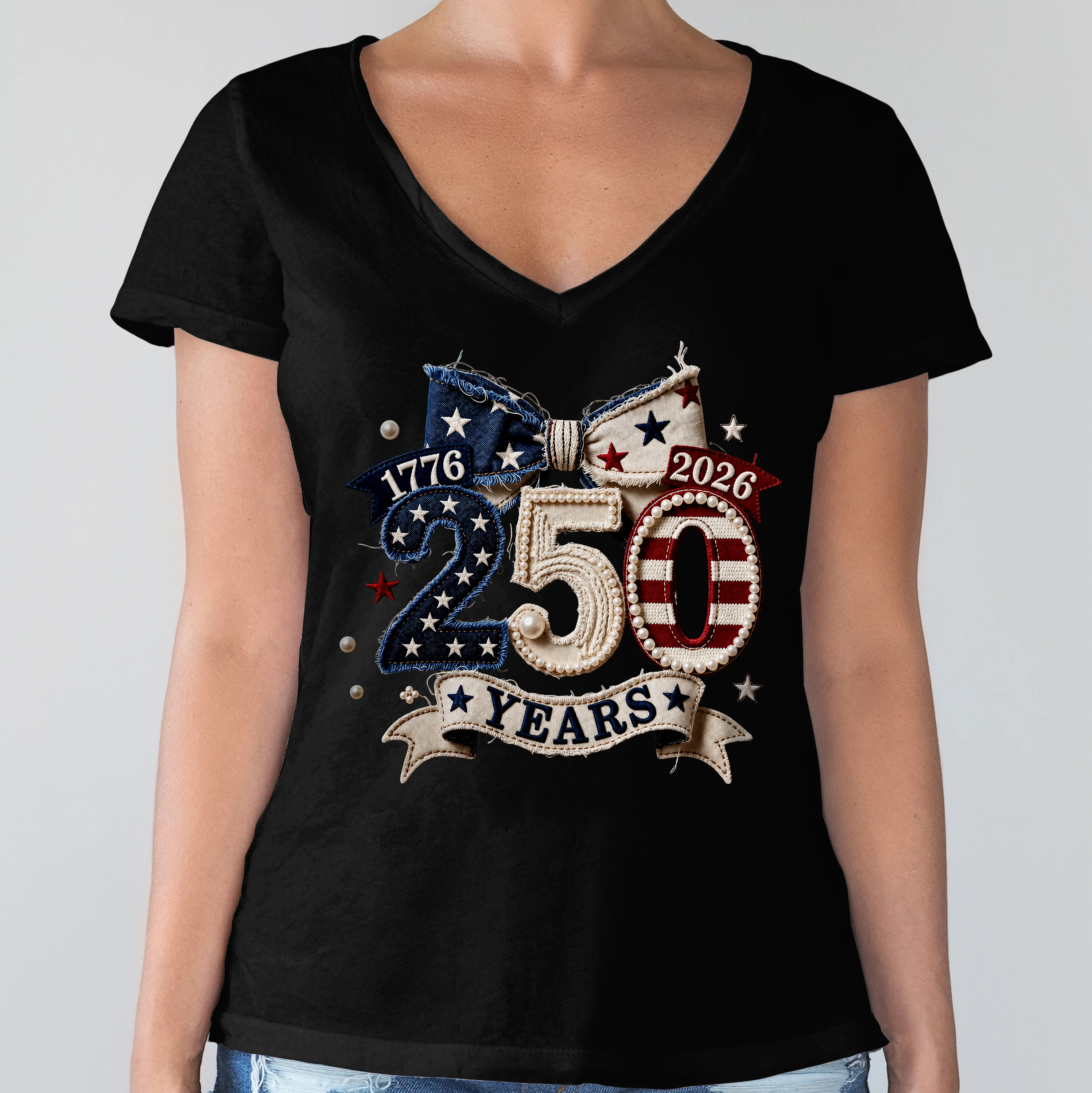 1776–2026 Patriotic 250 Years Independence Day Embroidered Effect Dark Shirt LM32 668913 - Image 4