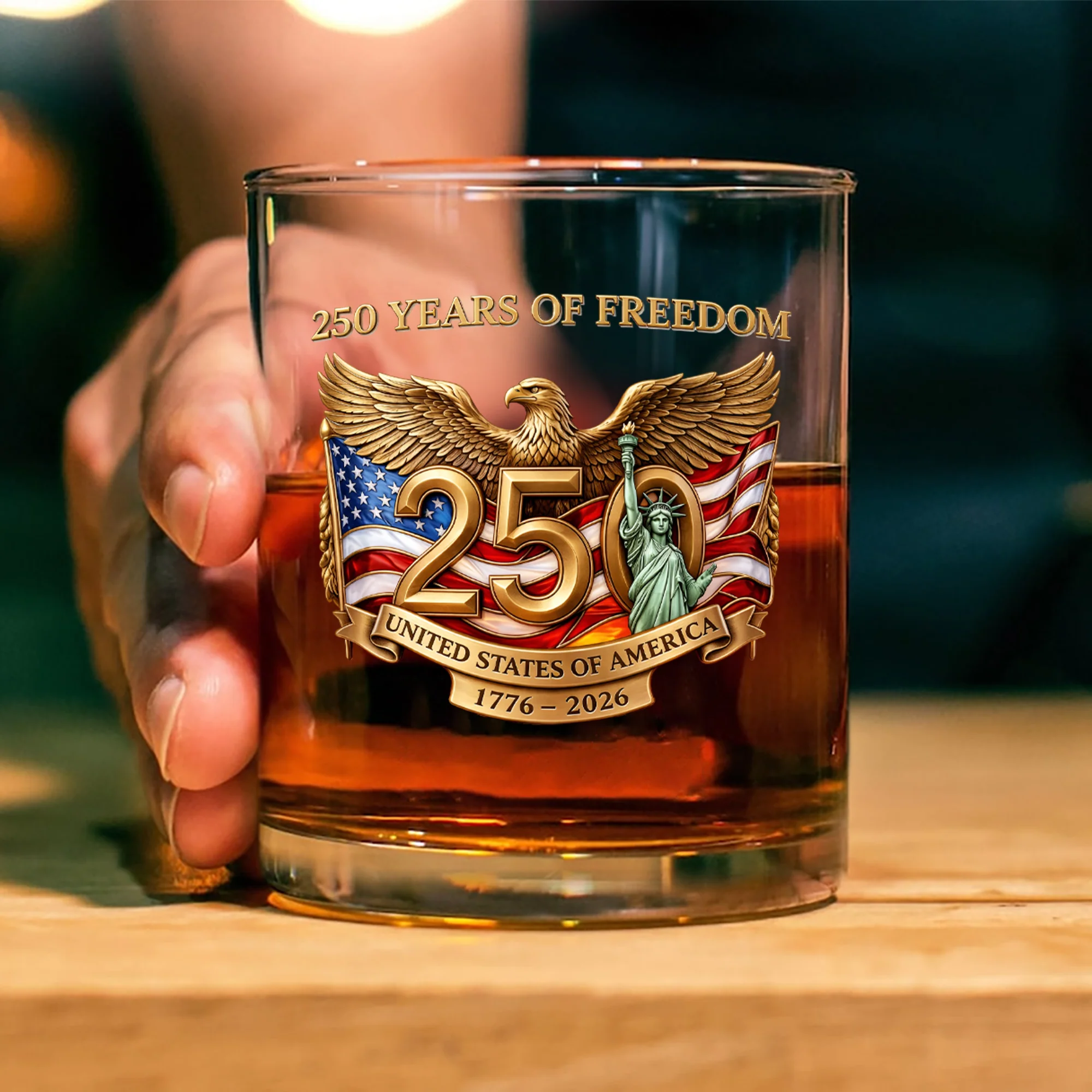 250 Years Of Freedom USA 250th Anniversary 1776-2026 Whiskey Glass CH07 911190 - Image 2