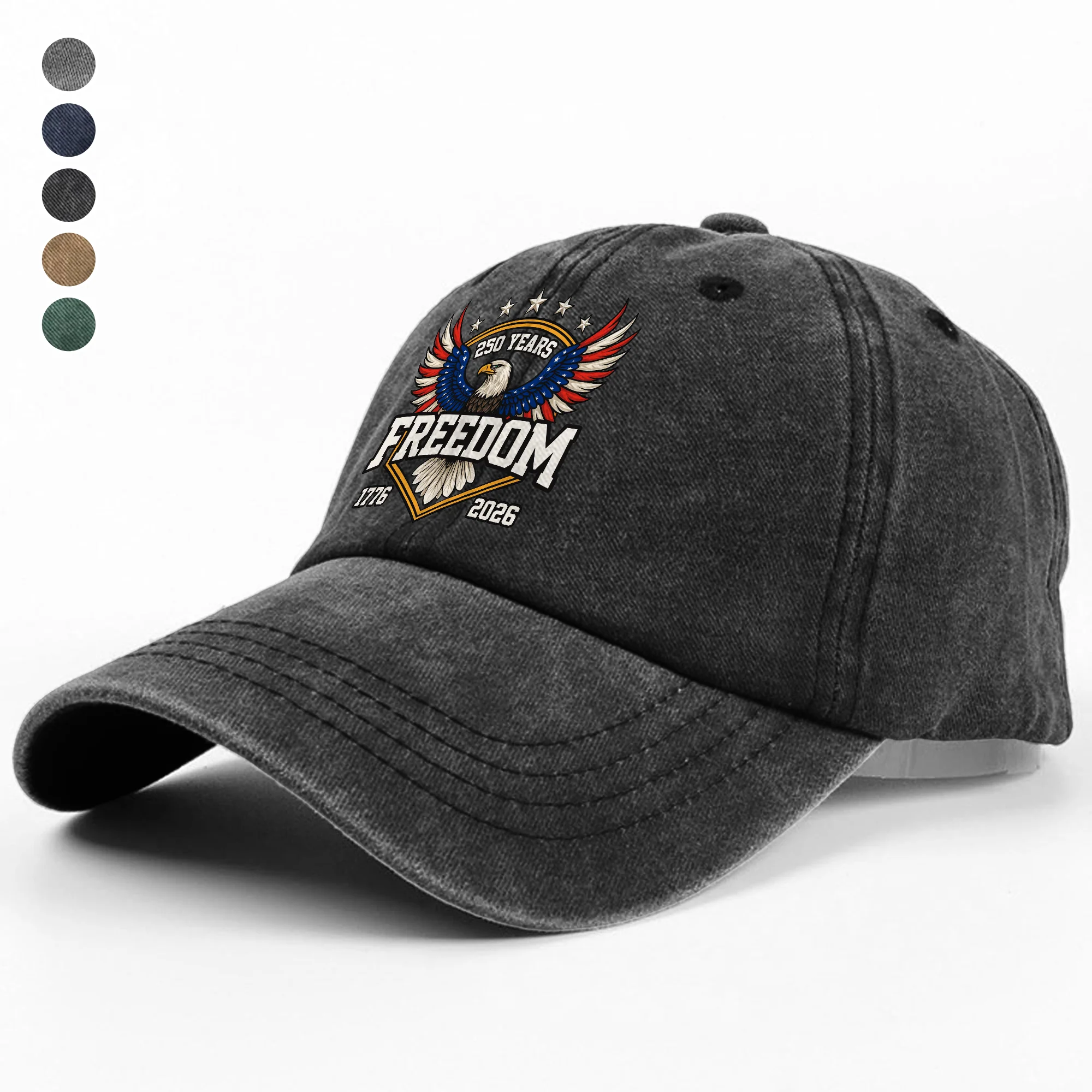 250 Years of Freedom America 1776–2026 Anniversary Washed Denim Baseball Cap HA75 898690 - Image 2